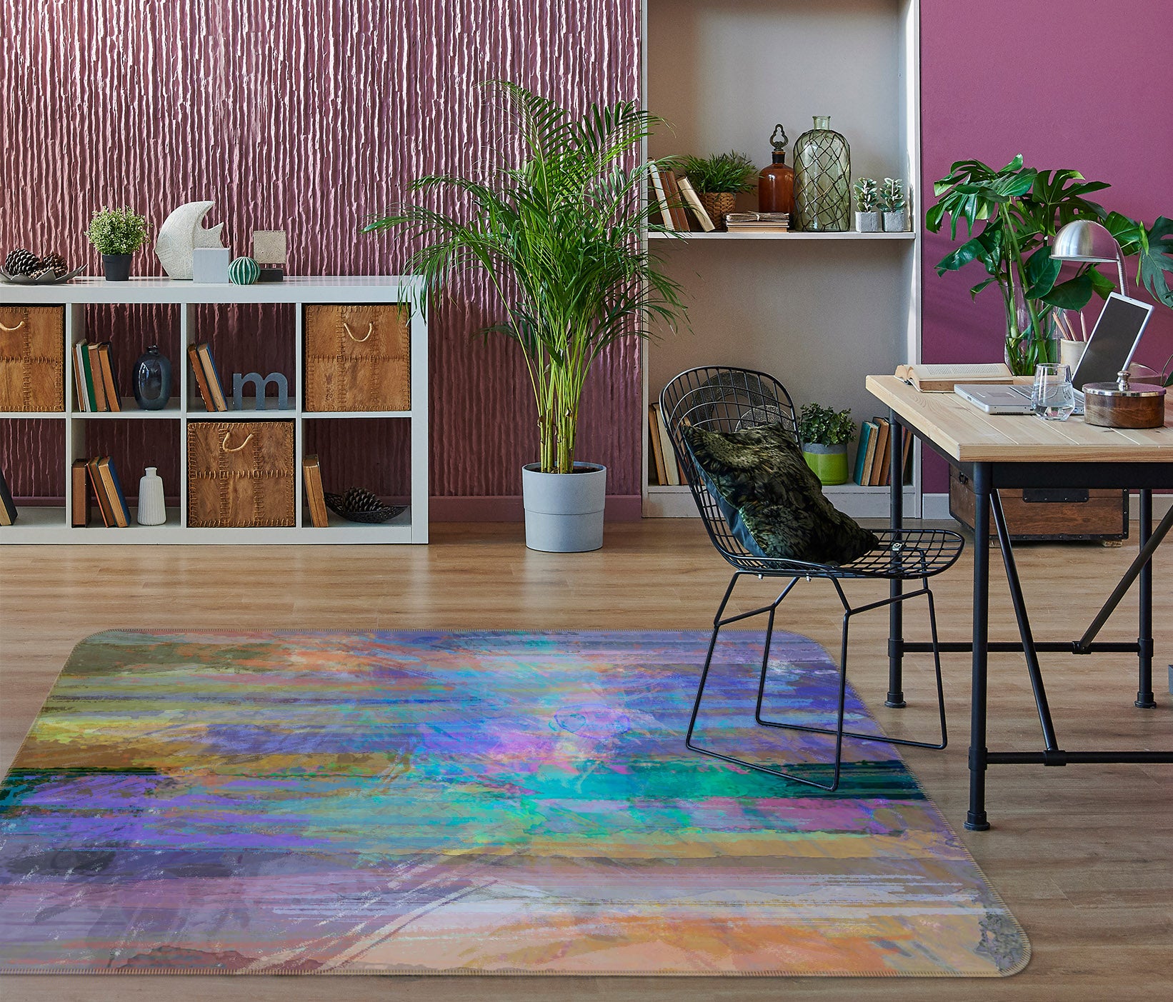 3D Blue Ink 129 Michael Tienhaara Rug Non Slip Rug Mat