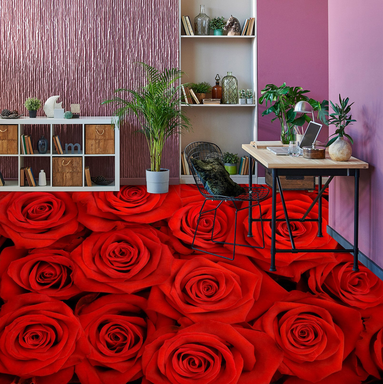 3D Crimson Roses 1354 Floor Mural Wallpaper Murals Self-Adhesive Removable Print Epoxy