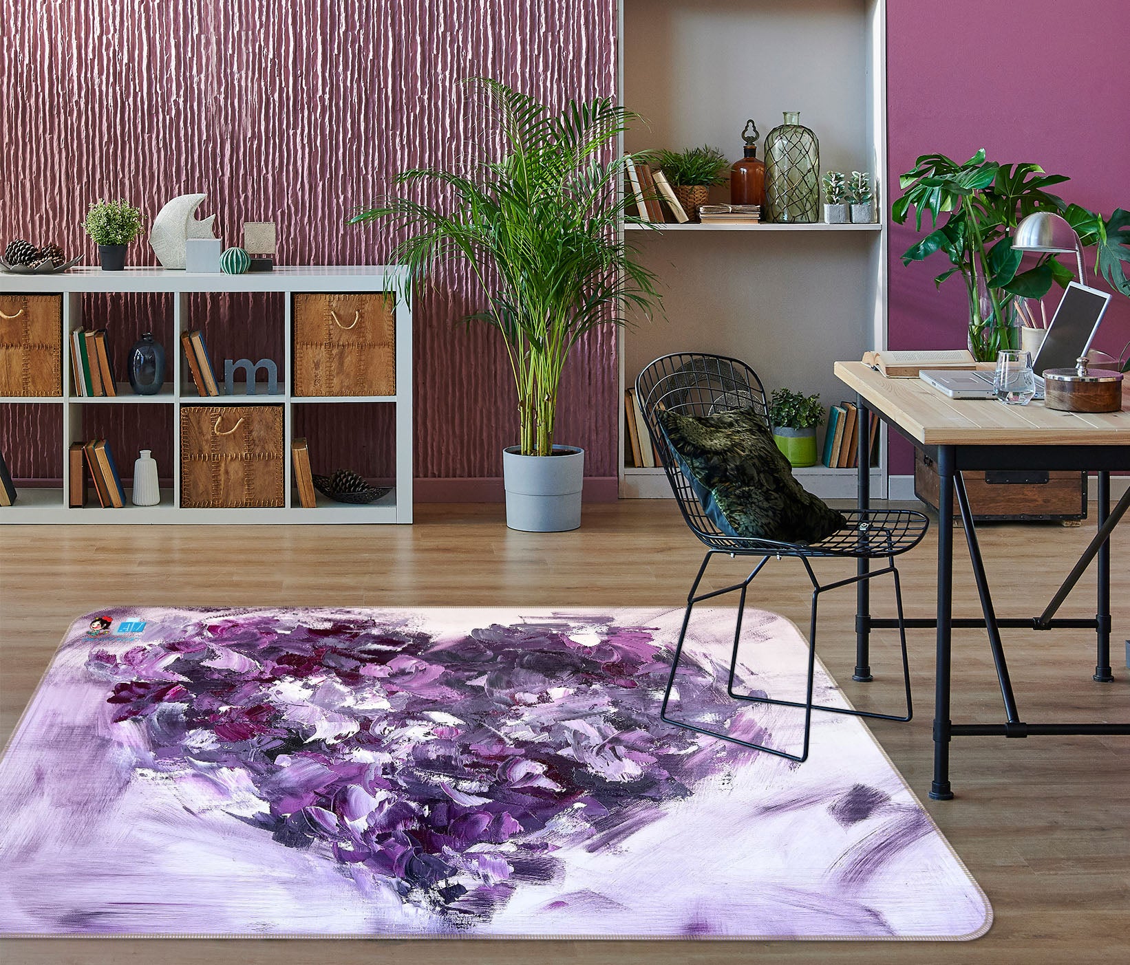 3D Purple Love 3837 Skromova Marina Rug Non Slip Rug Mat