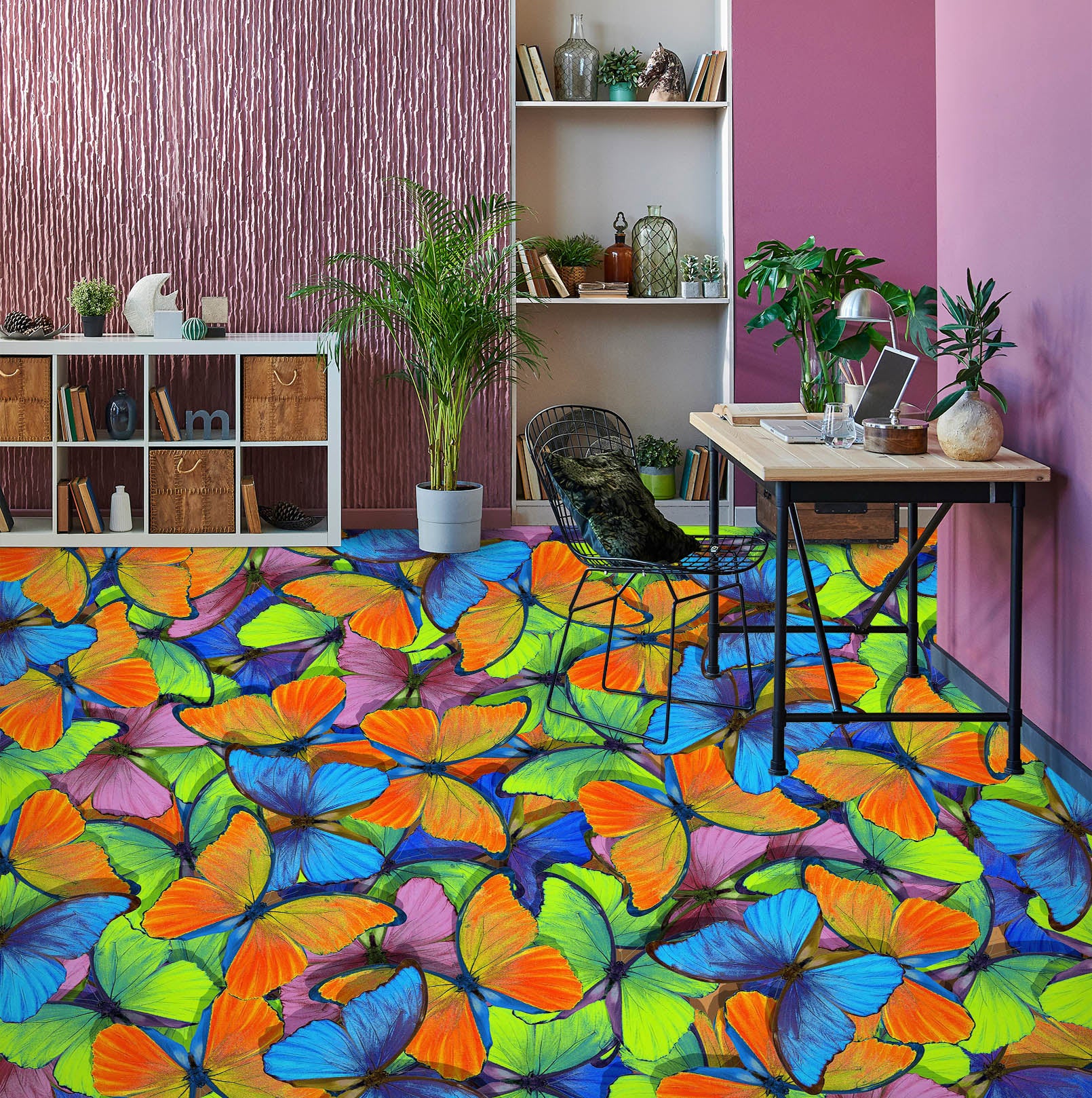 3D Psychedelic Butterflies 209 Floor Mural Wallpaper Murals Rug & Mat Print Epoxy waterproof bath floor