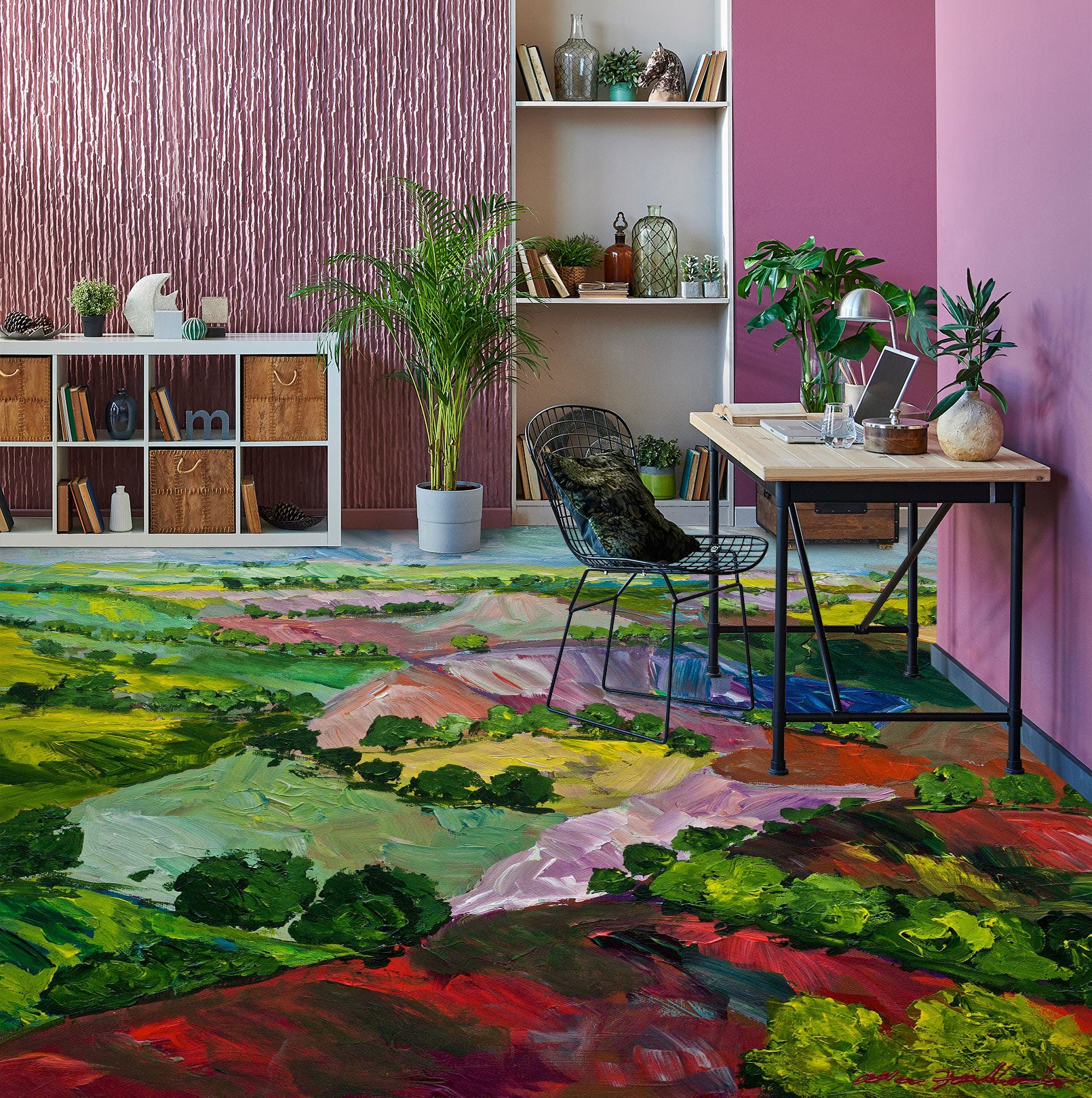 3D Grass Colored Hillside 9618 Allan P. Friedlander Floor Mural Wallpaper Murals Self-Adhesive Removable Print Epoxy