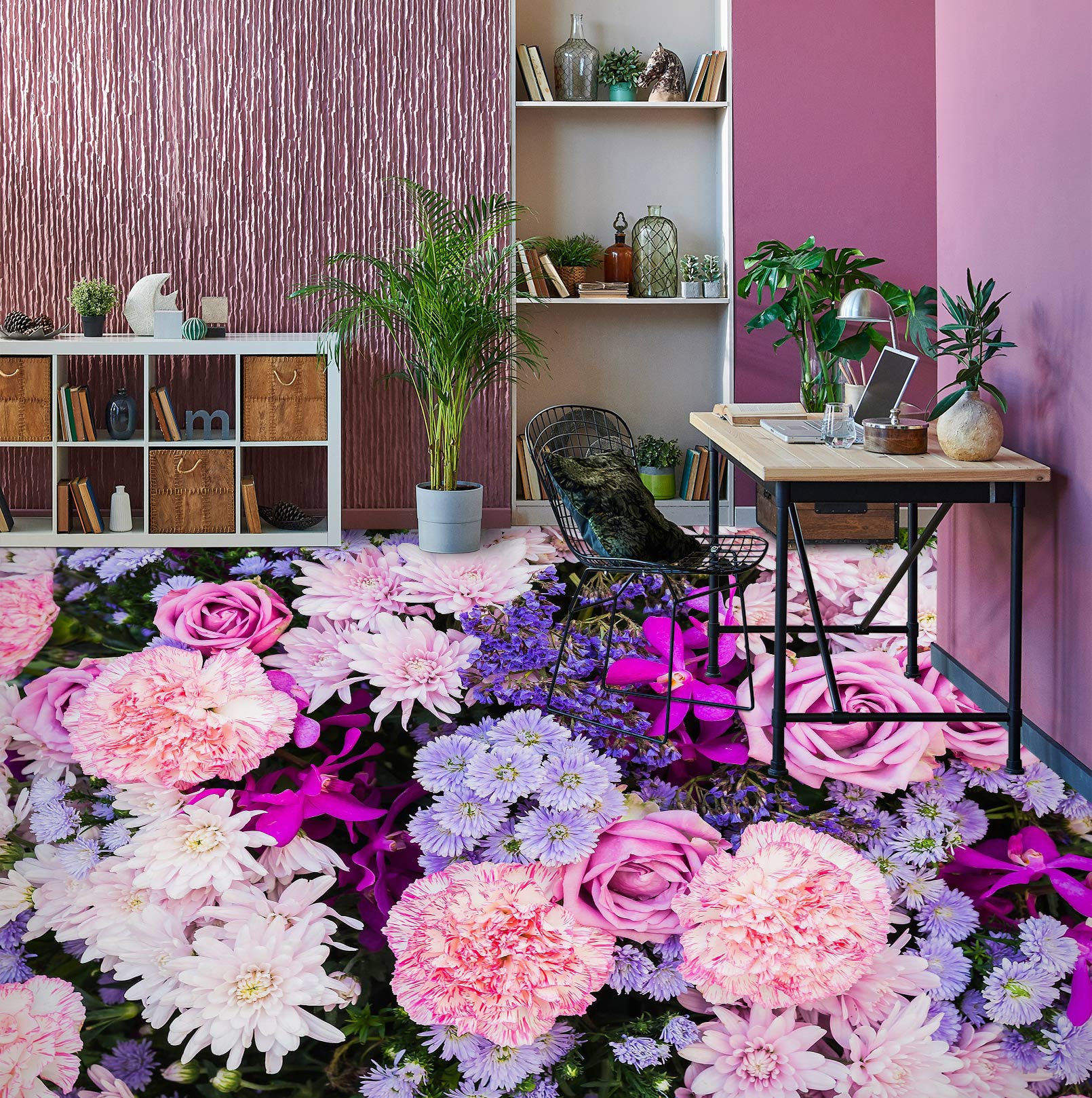 3D Rich Purple Flowers 1163 Floor Mural Wallpaper Murals Self-Adhesive Removable Print Epoxy