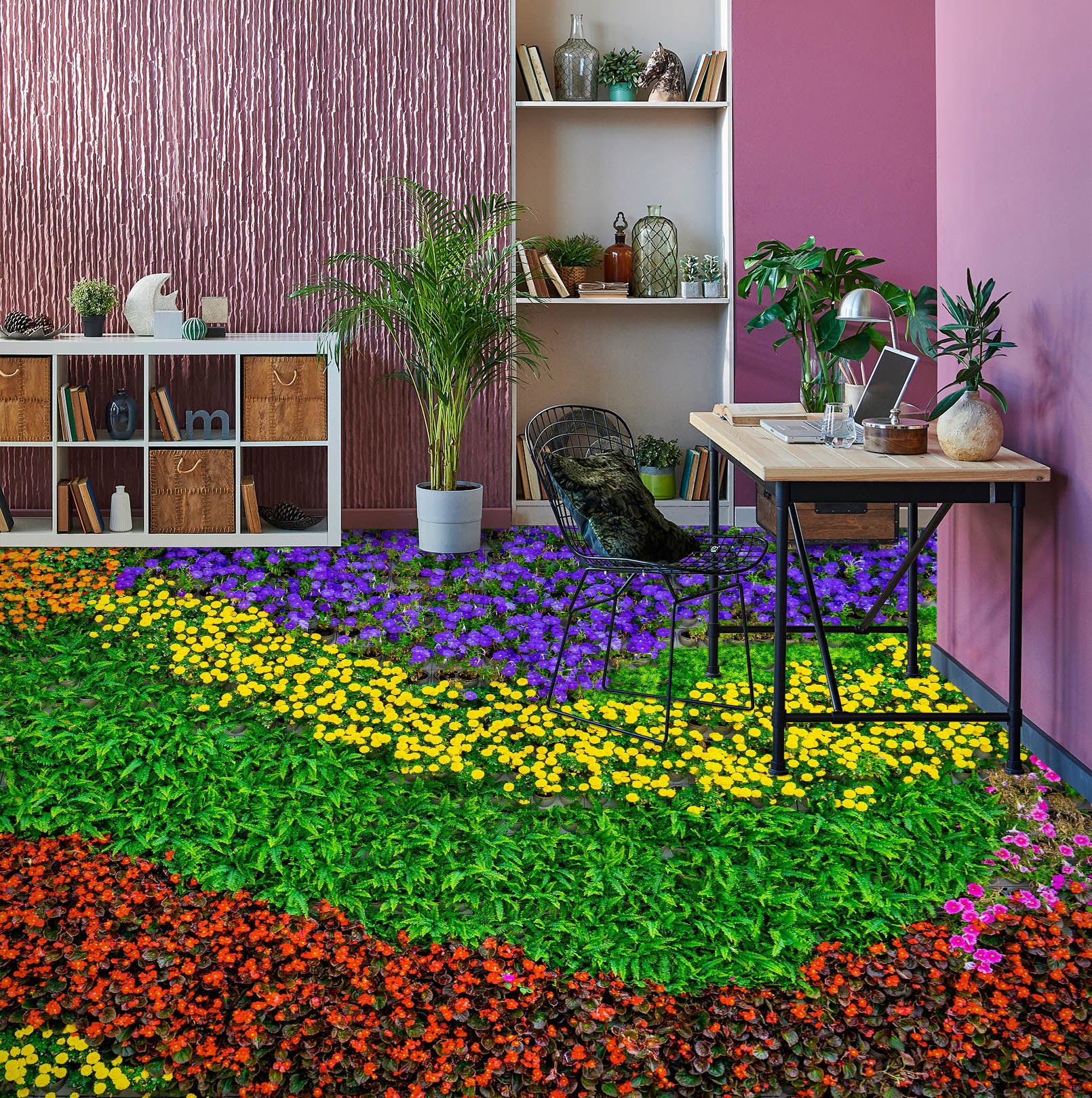 3D Four Kinds Of Flowers 963 Floor Mural Wallpaper Murals Self-Adhesive Removable Print Epoxy