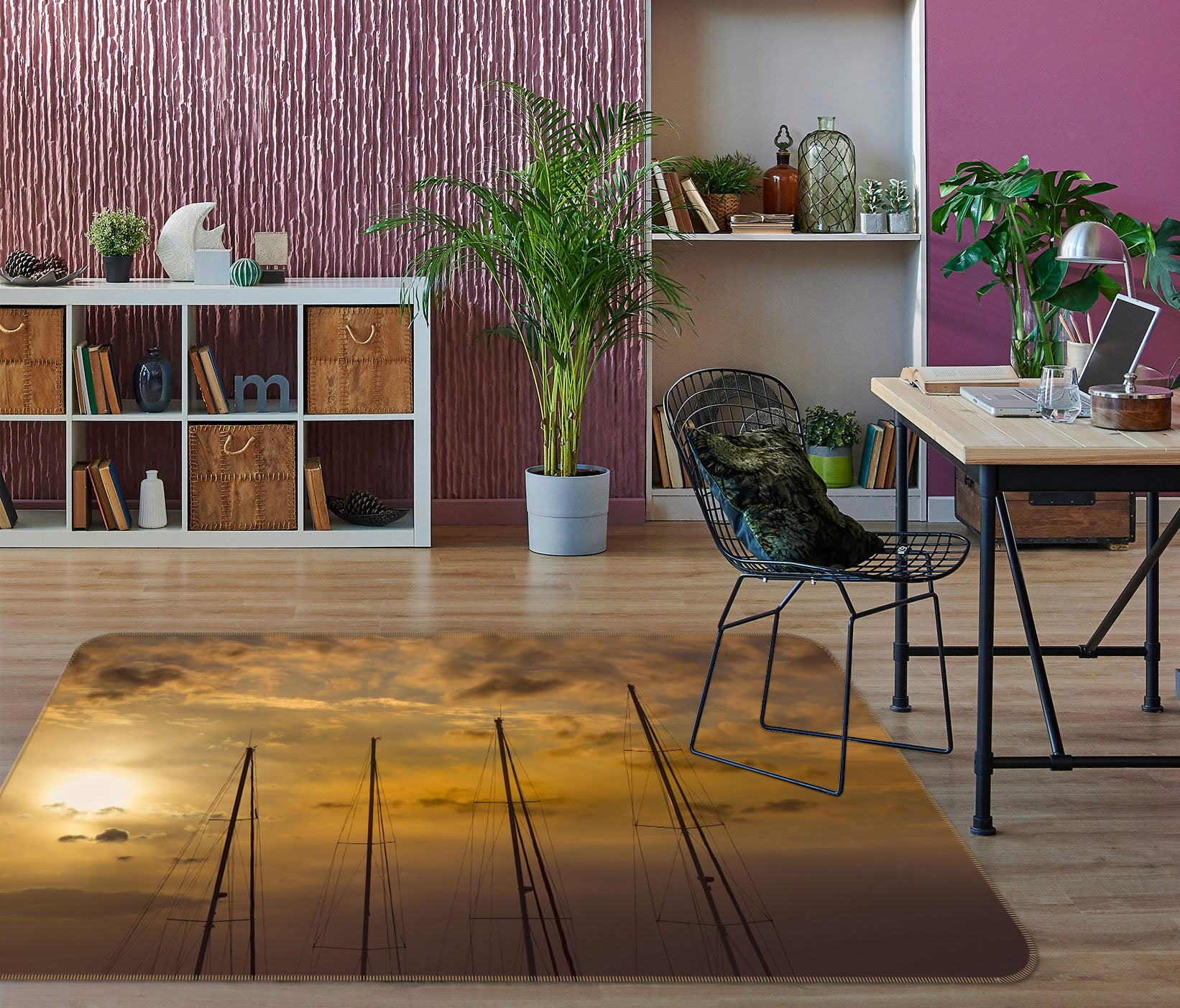 3D Four Trees 1137 Marco Carmassi Rug Non Slip Rug Mat