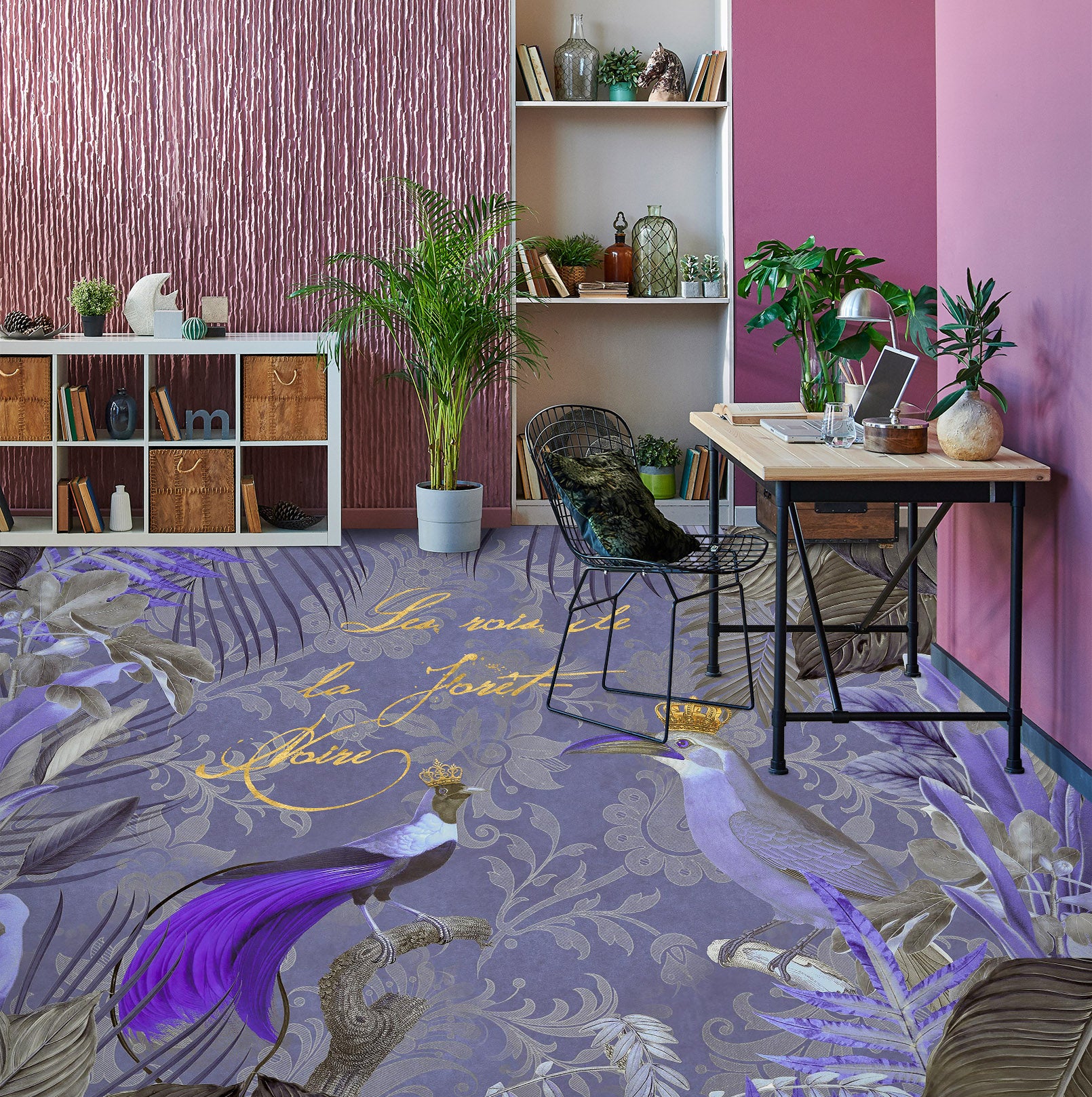 3D Purple Bird 104165 Andrea Haase Floor Mural Wallpaper Murals Self-Adhesive Removable Print Epoxy