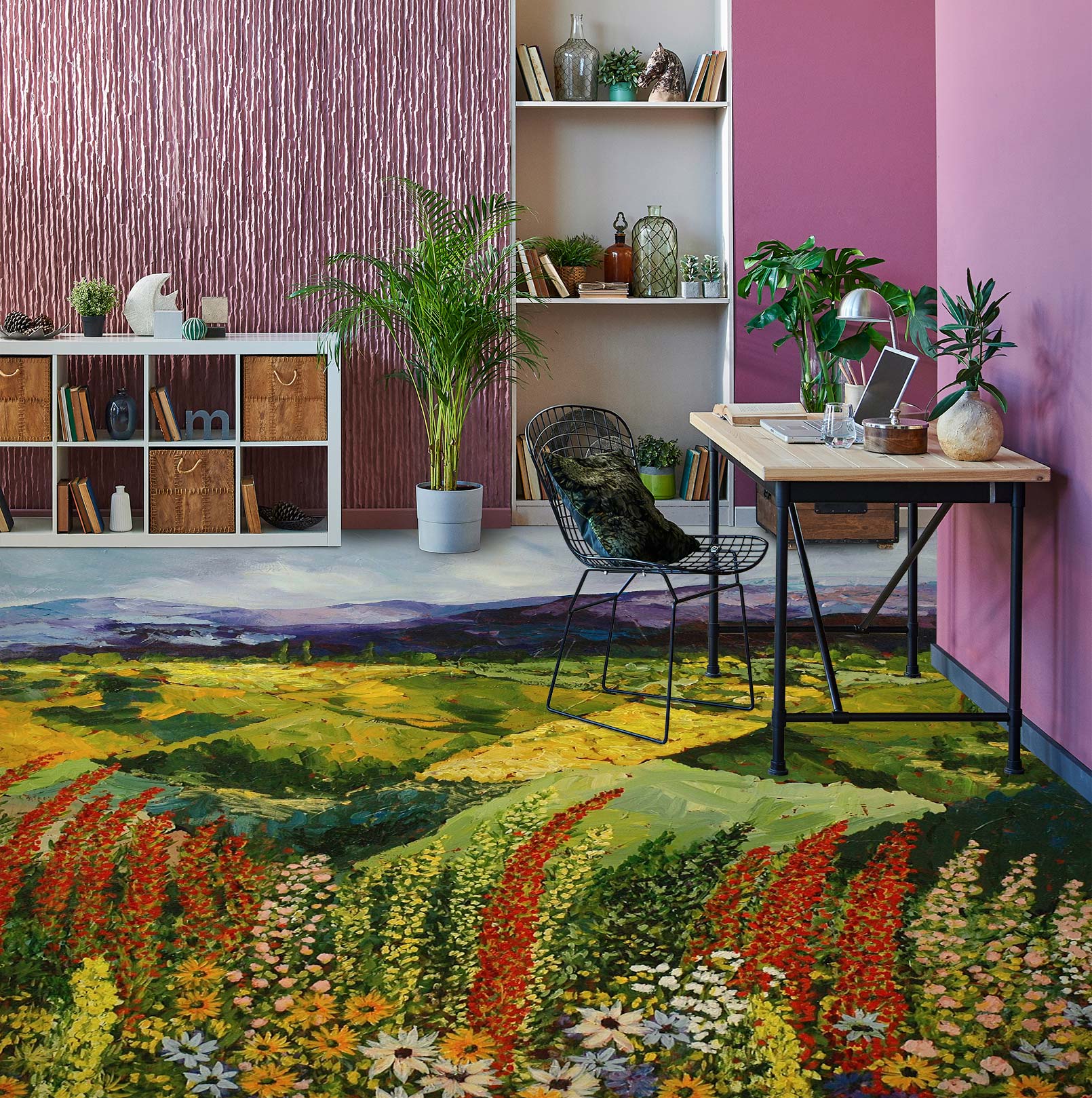 3D Lawn Hillside Flowers 9540 Allan P. Friedlander Floor Mural Wallpaper Murals Self-Adhesive Removable Print Epoxy
