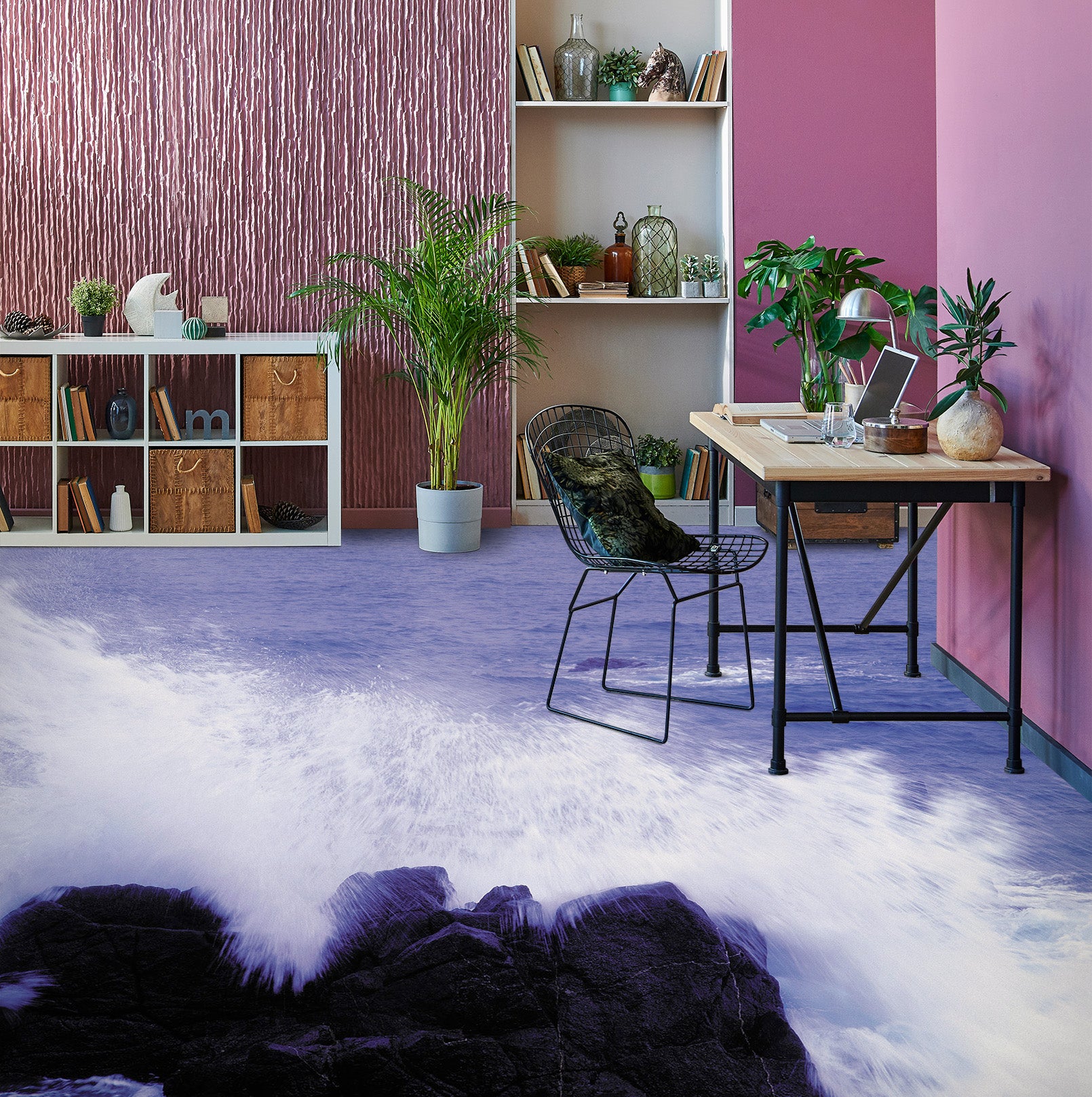 3D Dreamy Purple Sea 1476 Floor Mural