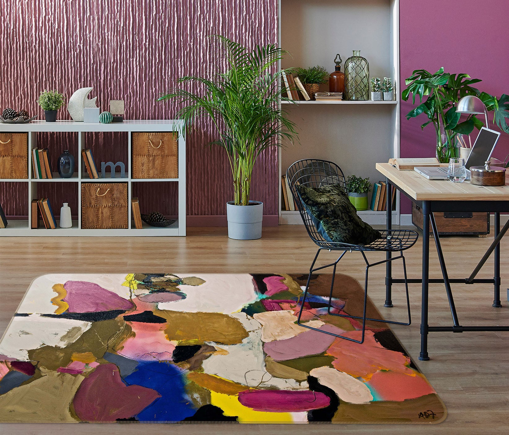 3D Abstract Flowers 1123 Allan P. Friedlander Rug Non Slip Rug Mat