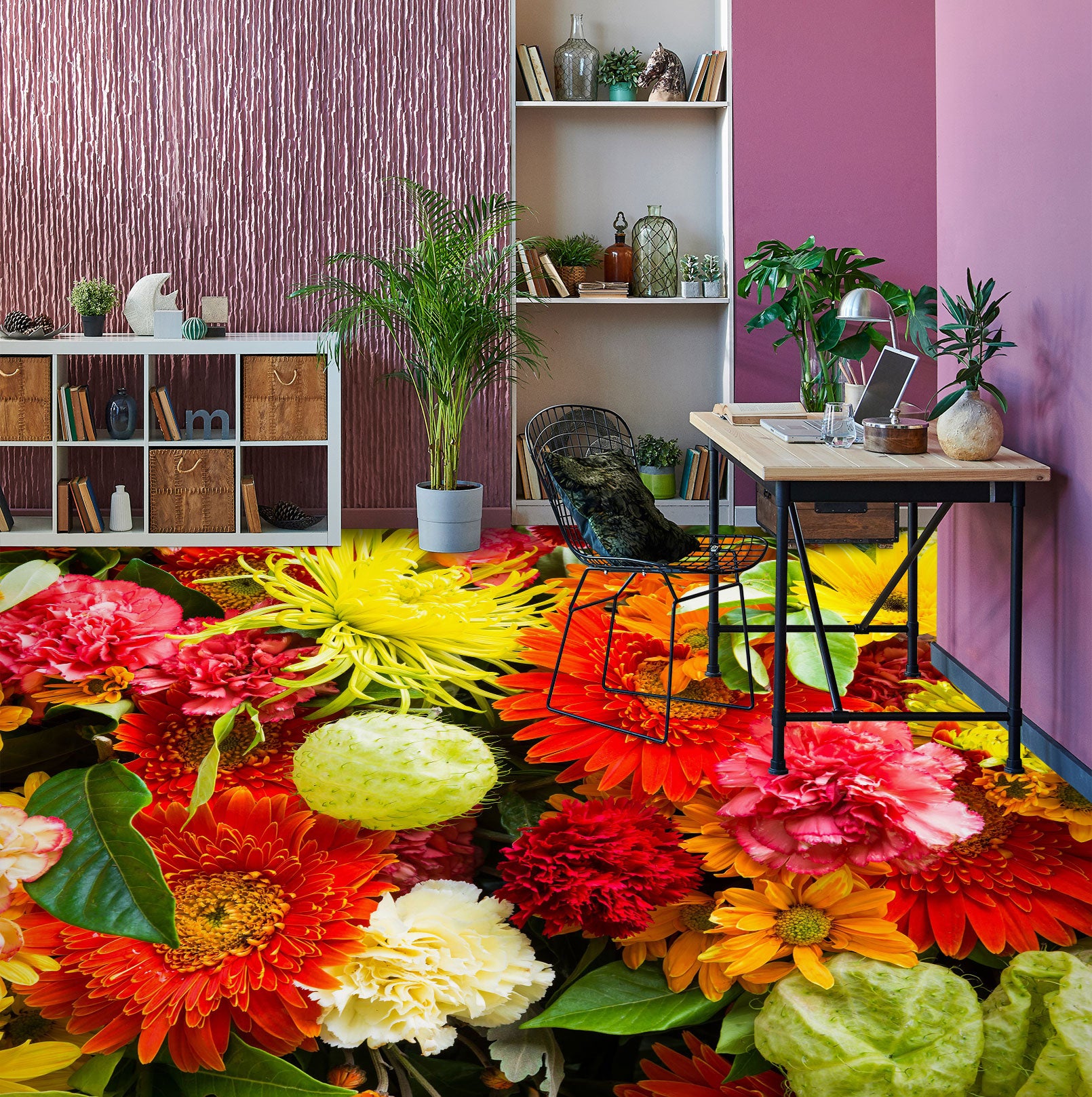 3D Romantic Flowers 1113 Floor Mural Wallpaper Murals Self-Adhesive Removable Print Epoxy