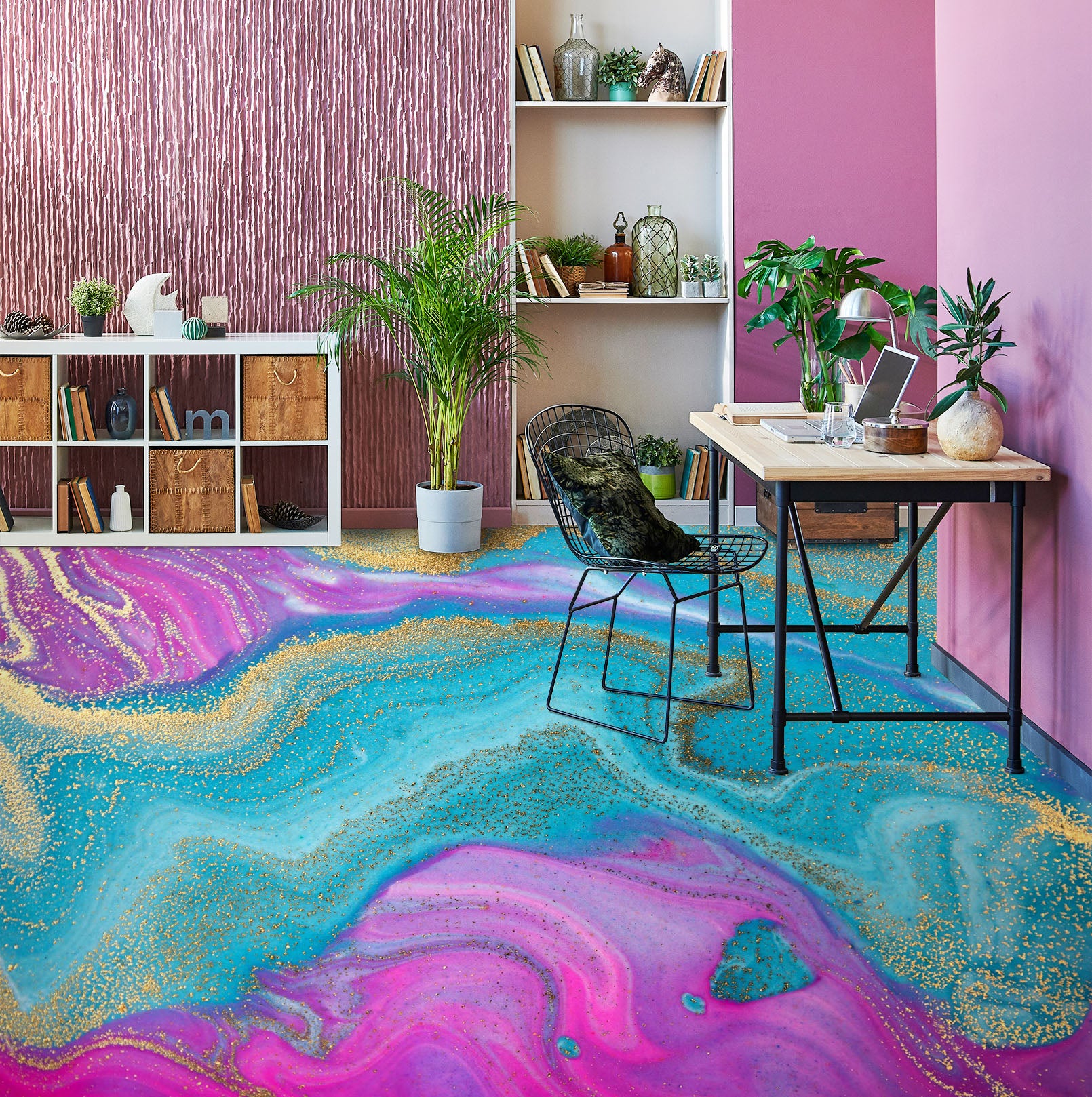 3D Abstract Blue Pink 922 Floor Mural Wallpaper Murals Rug & Mat Print Epoxy waterproof bath floor