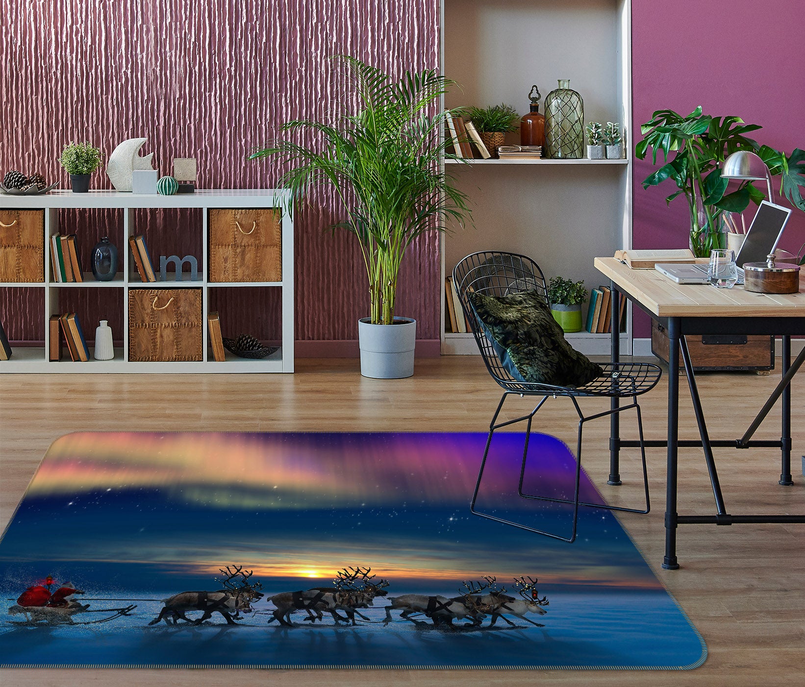 3D Reindeer Sleigh 075 Animal Non Slip Rug Mat