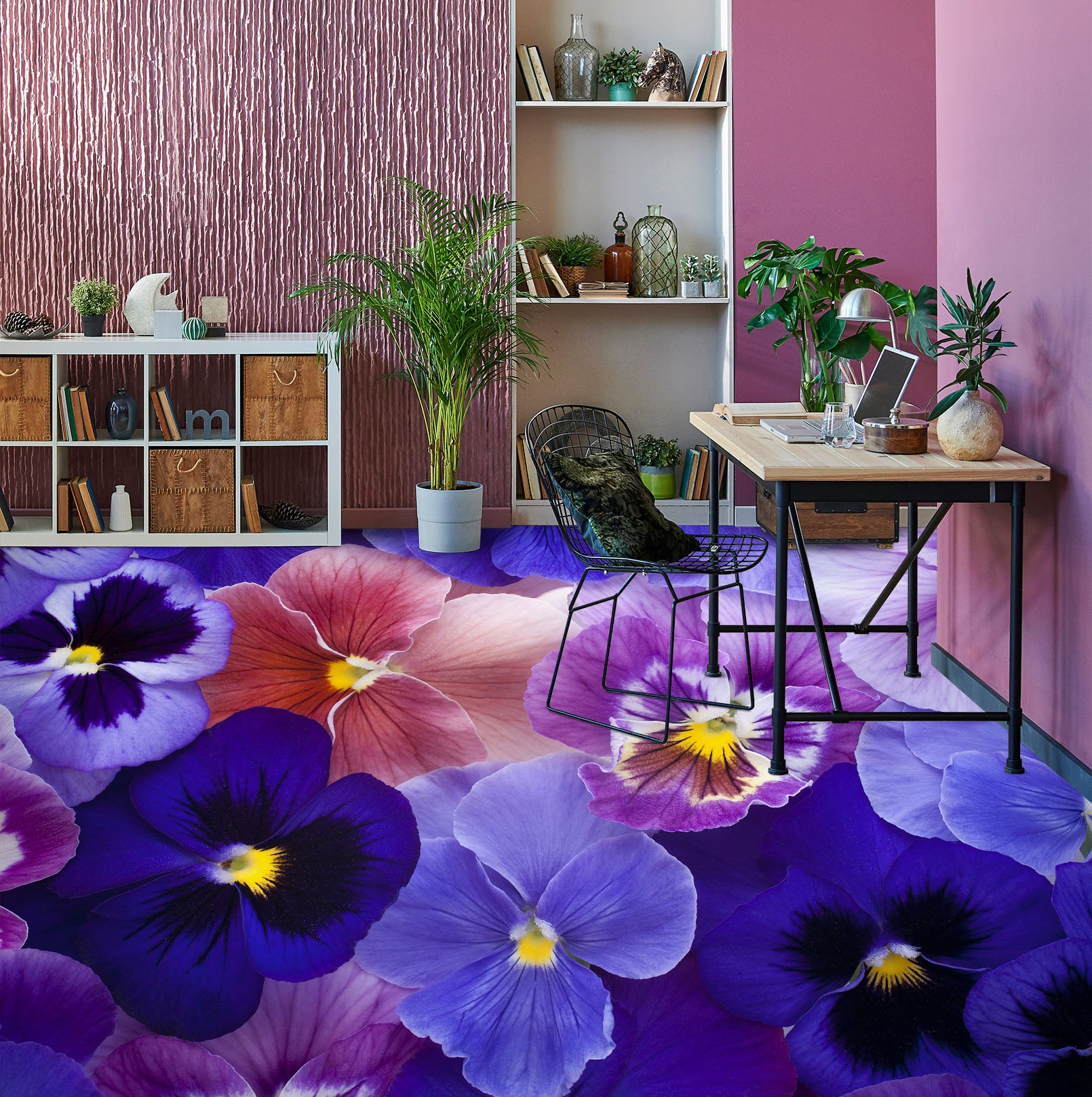 3D Charming Purple Flowers 1420 Floor Mural Wallpaper Murals Self-Adhesive Removable Print Epoxy