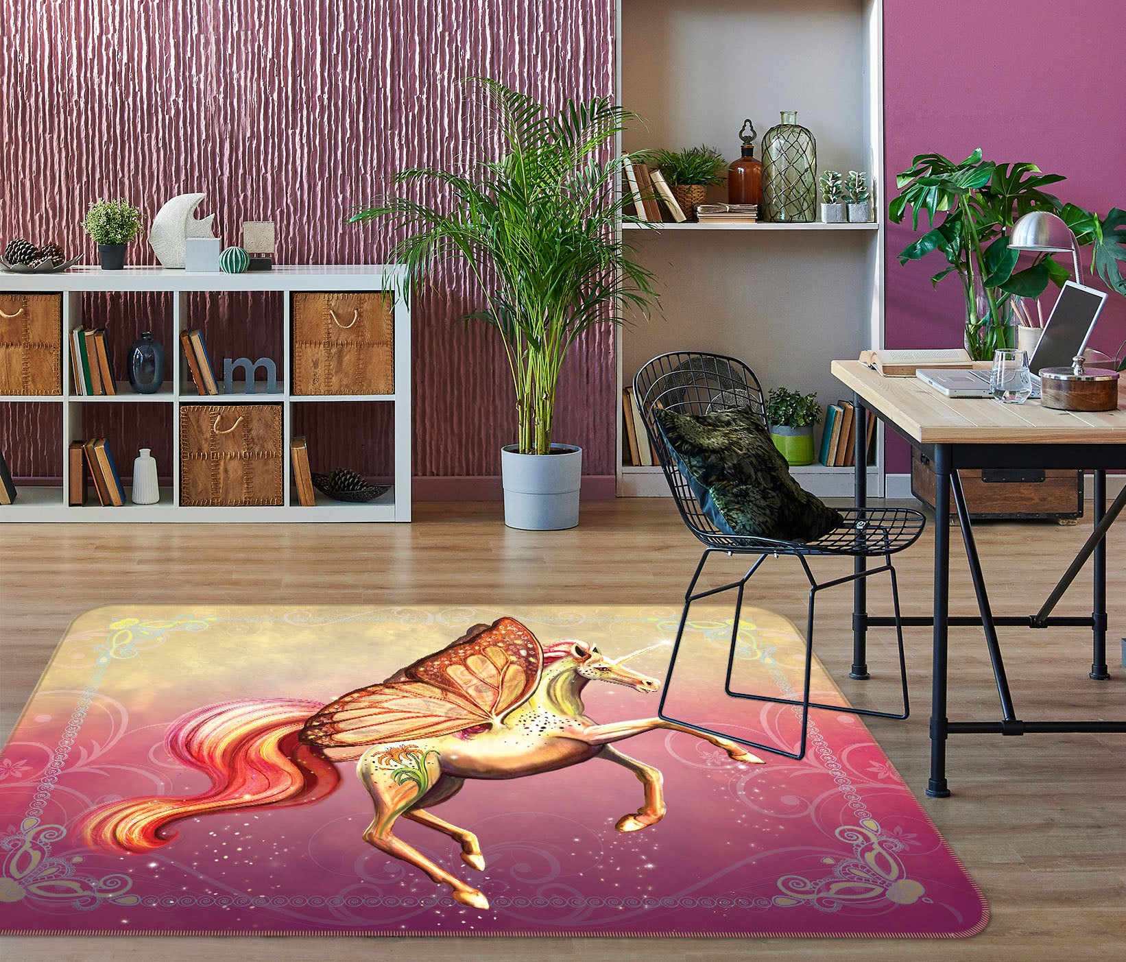 3D Winged Unicorn 3003 Rose Catherine Khan Rug Non Slip Rug Mat