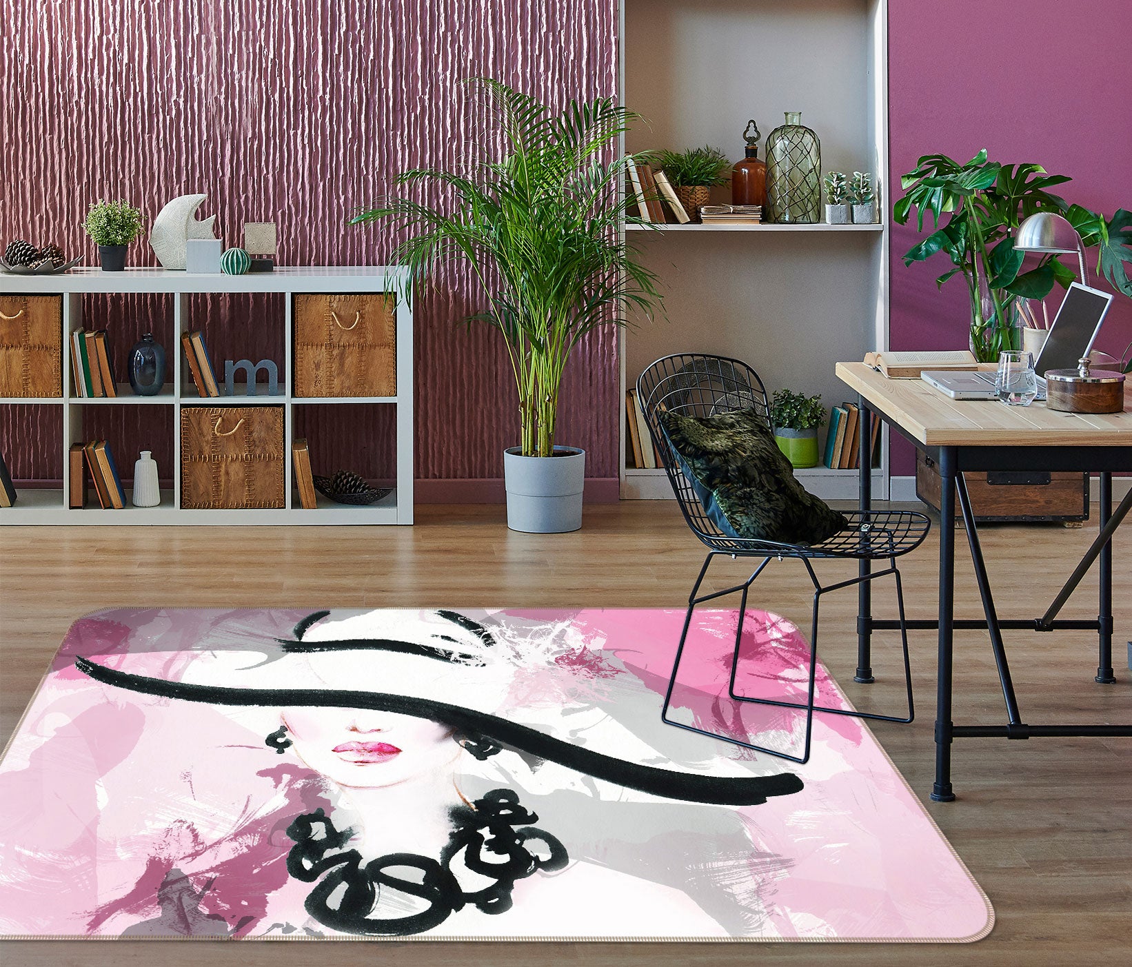 3D White Hat Woman 1013 Non Slip Rug Mat