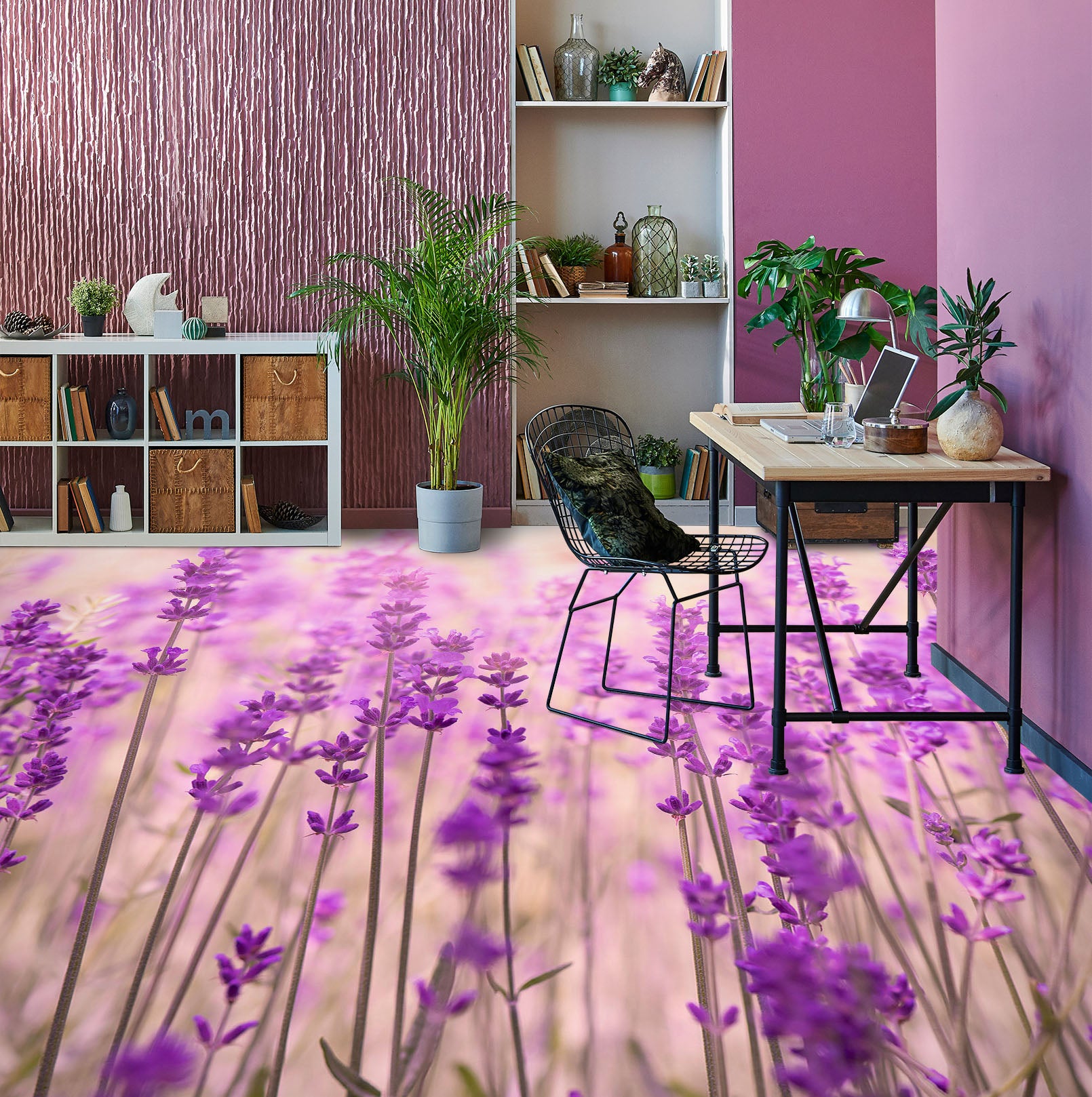 3D Purple Lavender 1242 Floor Mural Wallpaper Murals Self-Adhesive Removable Print Epoxy