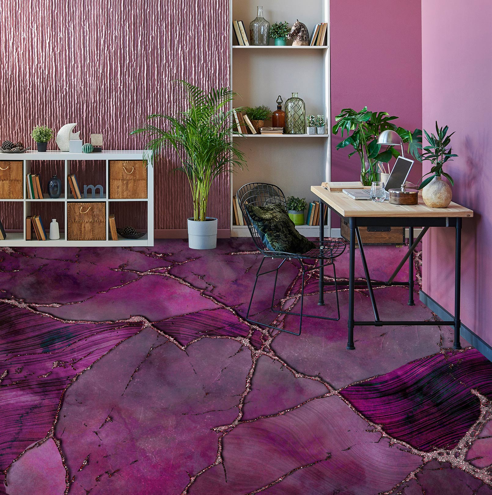 3D Fuchsia Pattern Crack 102141 Andrea Haase Floor Mural Wallpaper Murals Self-Adhesive Removable Print Epoxy