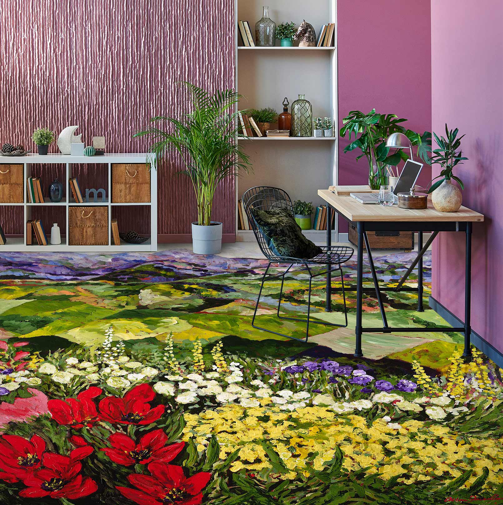 3D Field Colorful Flowers 9543 Allan P. Friedlander Floor Mural Wallpaper Murals Self-Adhesive Removable Print Epoxy