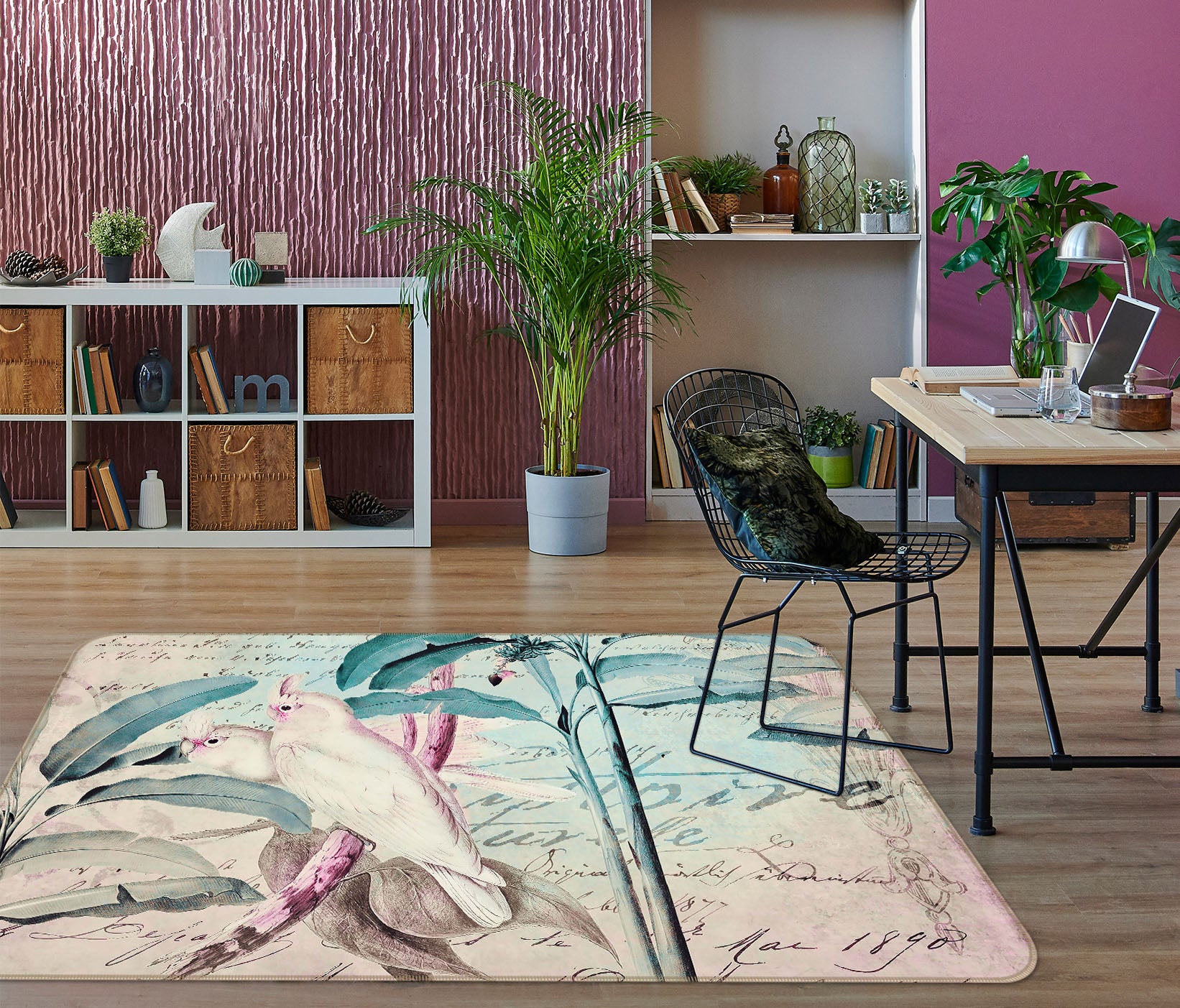 3D White Parrot 1033 Andrea haase Rug Non Slip Rug Mat