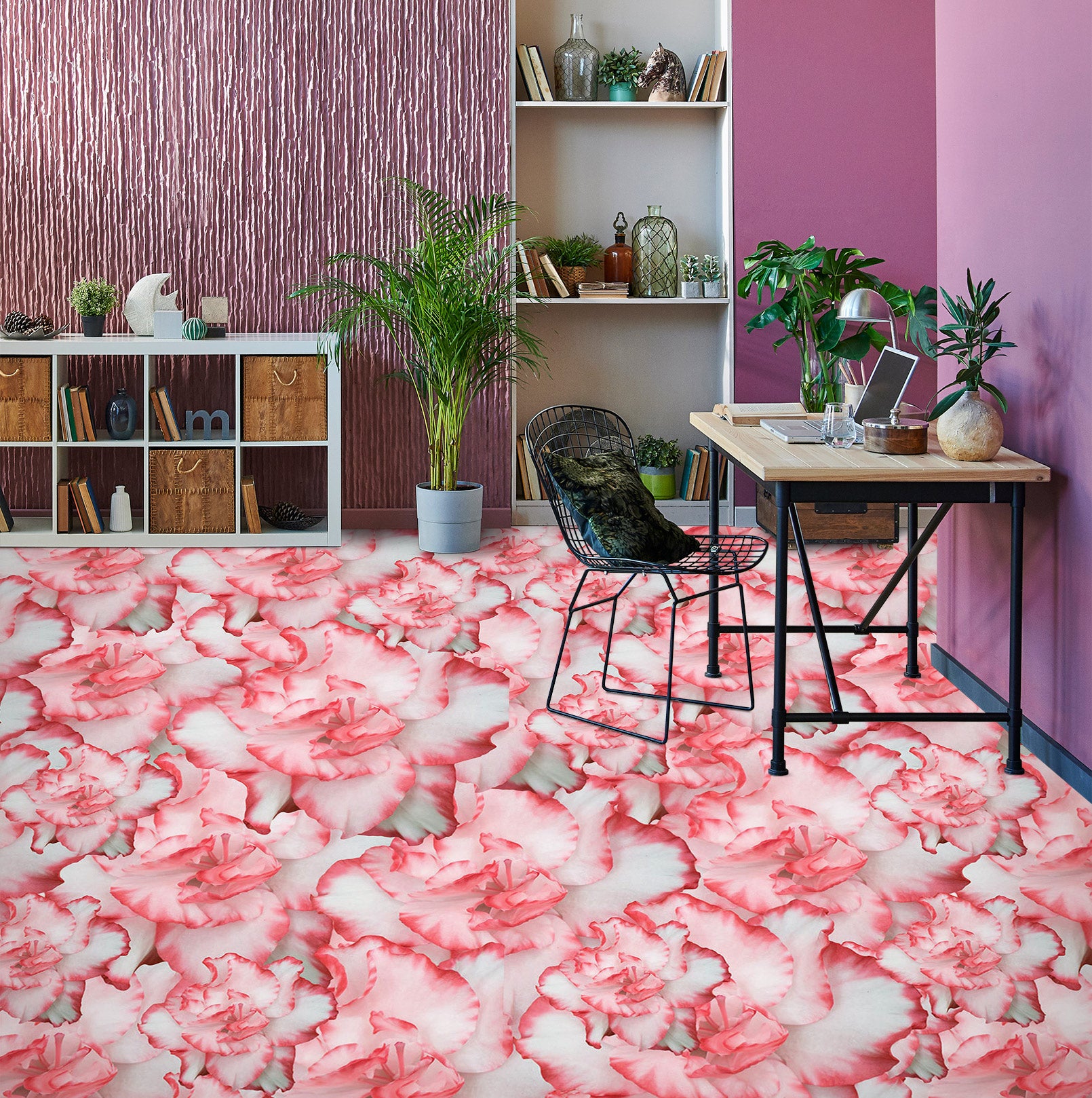3D Pink Gradient Flowers 1040 Floor Mural Wallpaper Murals Self-Adhesive Removable Print Epoxy