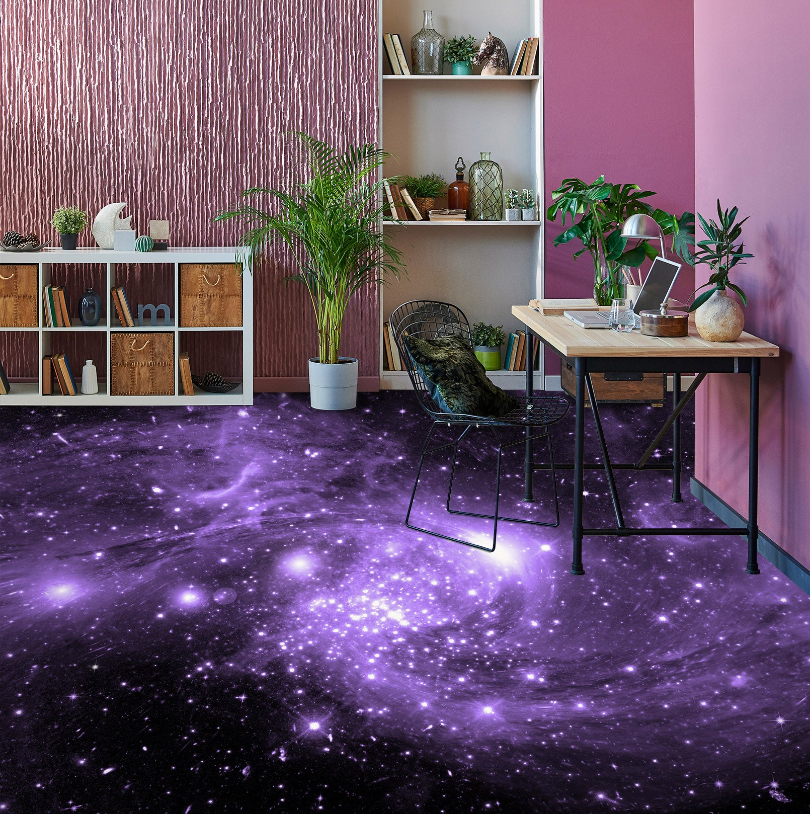 3D Dazzling Purple Universe 077 Floor Mural Wallpaper Murals Rug & Mat Print Epoxy waterproof bath floor