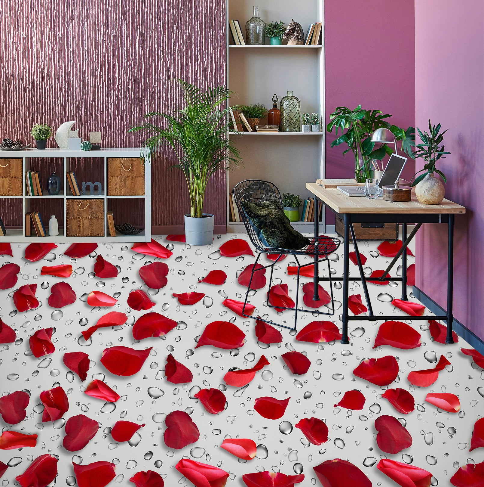 3D Red Rose Petals 258 Floor Mural Wallpaper Murals Rug & Mat Print Epoxy waterproof bath floor