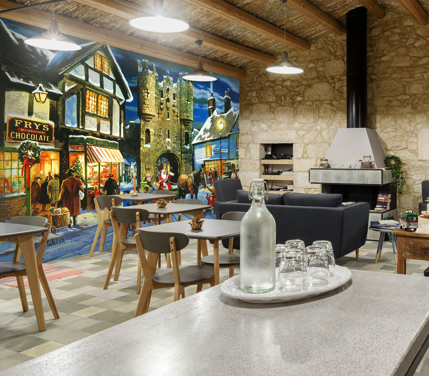 3D Santa Claus Carriage 111 Kevin Walsh Wall Mural Wall Murals