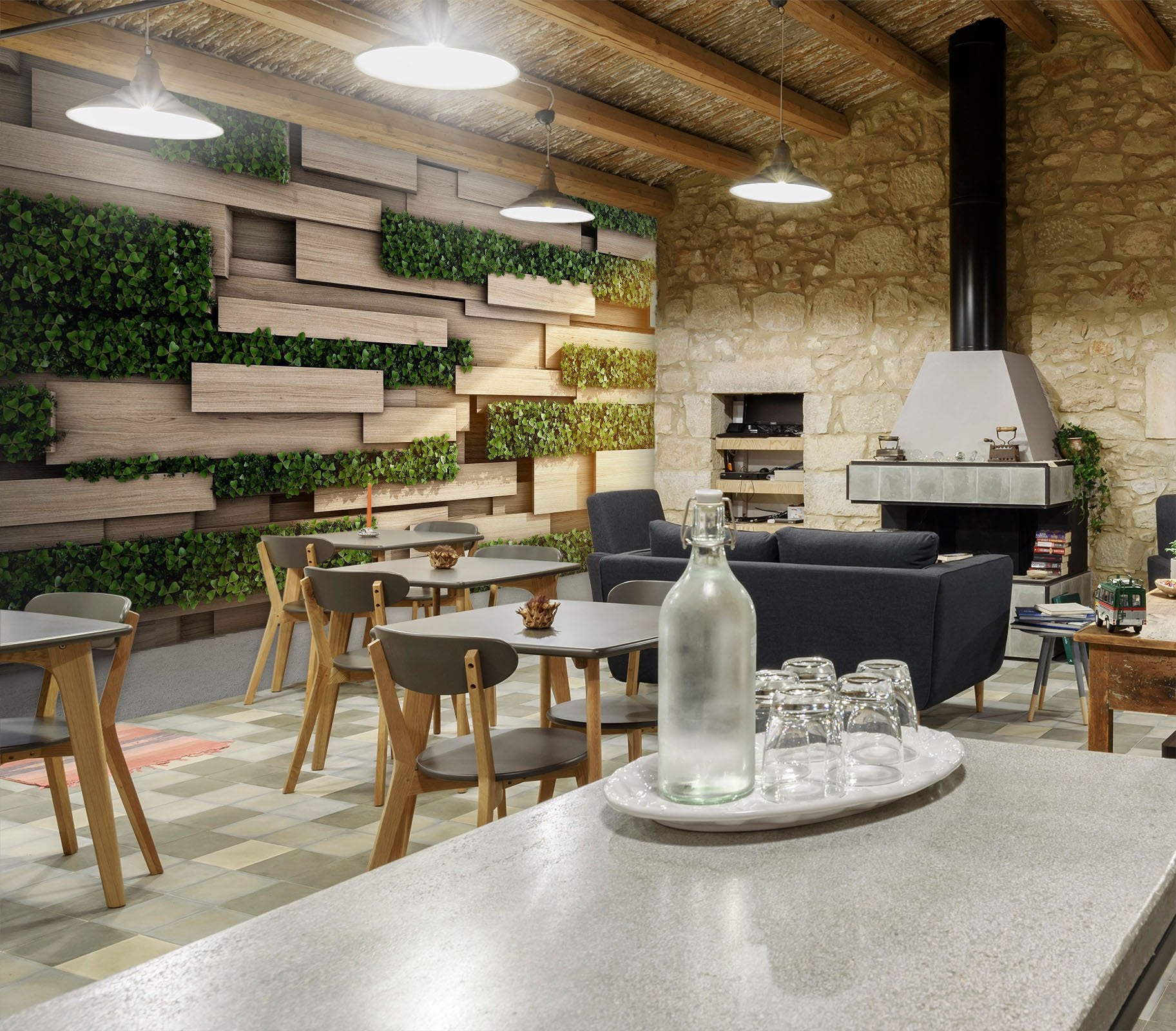 3D Interlace Wooden Tile Moss 23 Wall Murals Wallpaper AJ Wallpaper 2