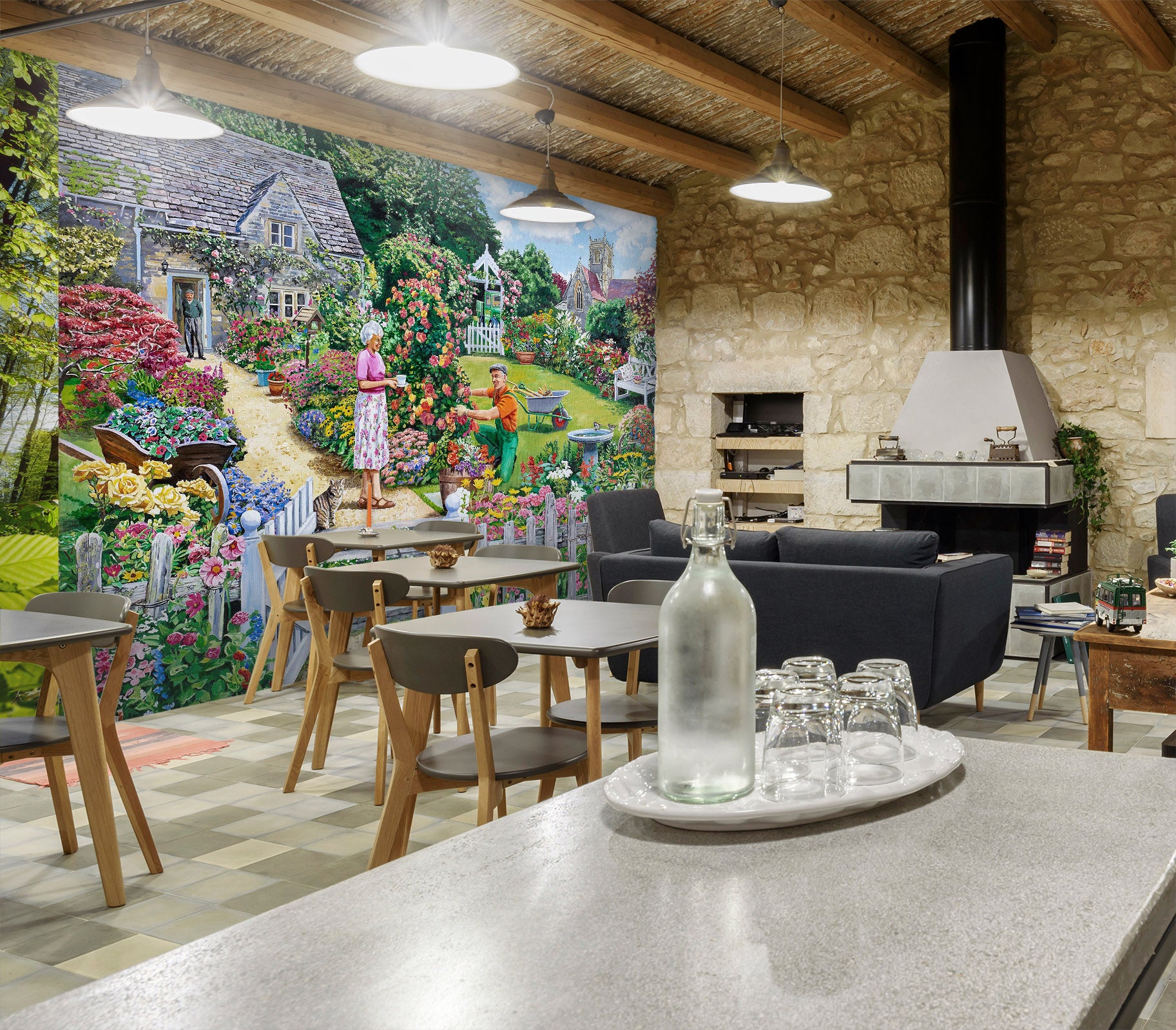 3D Tending A Cottage Garden 1055 Trevor Mitchell Wall Mural Wall Murals