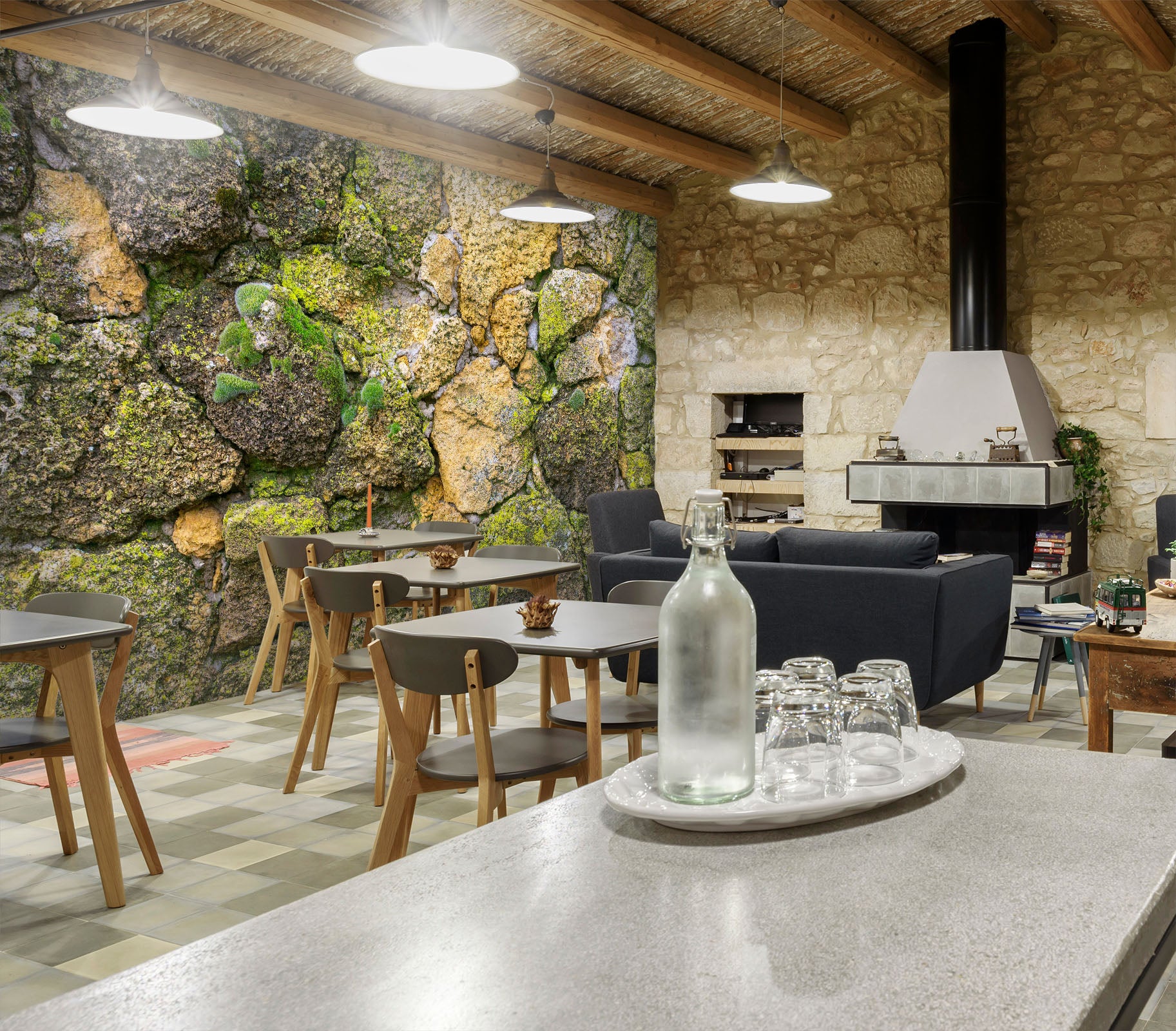 3D Moss Stones 1928 Wall Murals