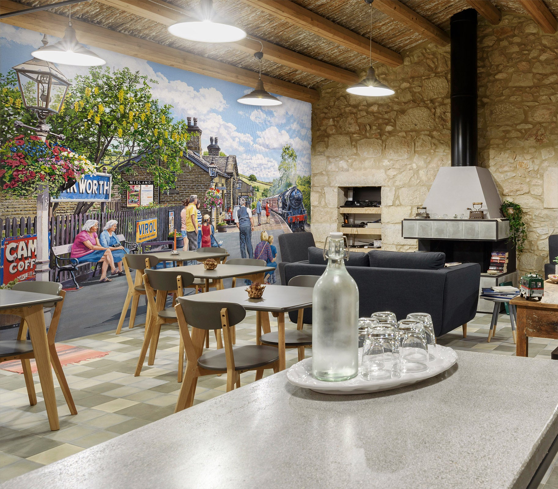 3D Oakworth Station 1040 Trevor Mitchell Wall Mural Wall Murals