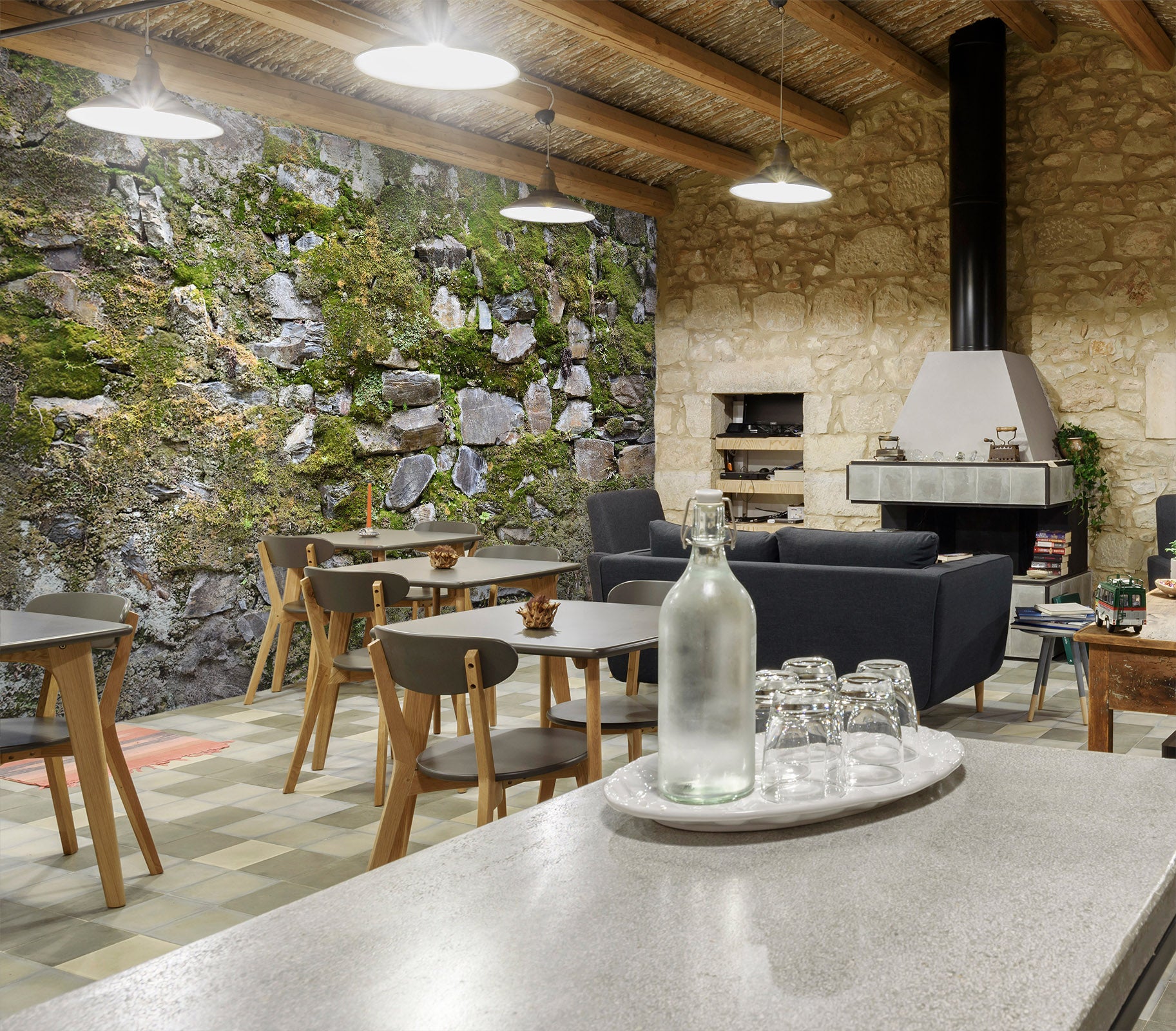 3D Moss Stones 1934 Wall Murals