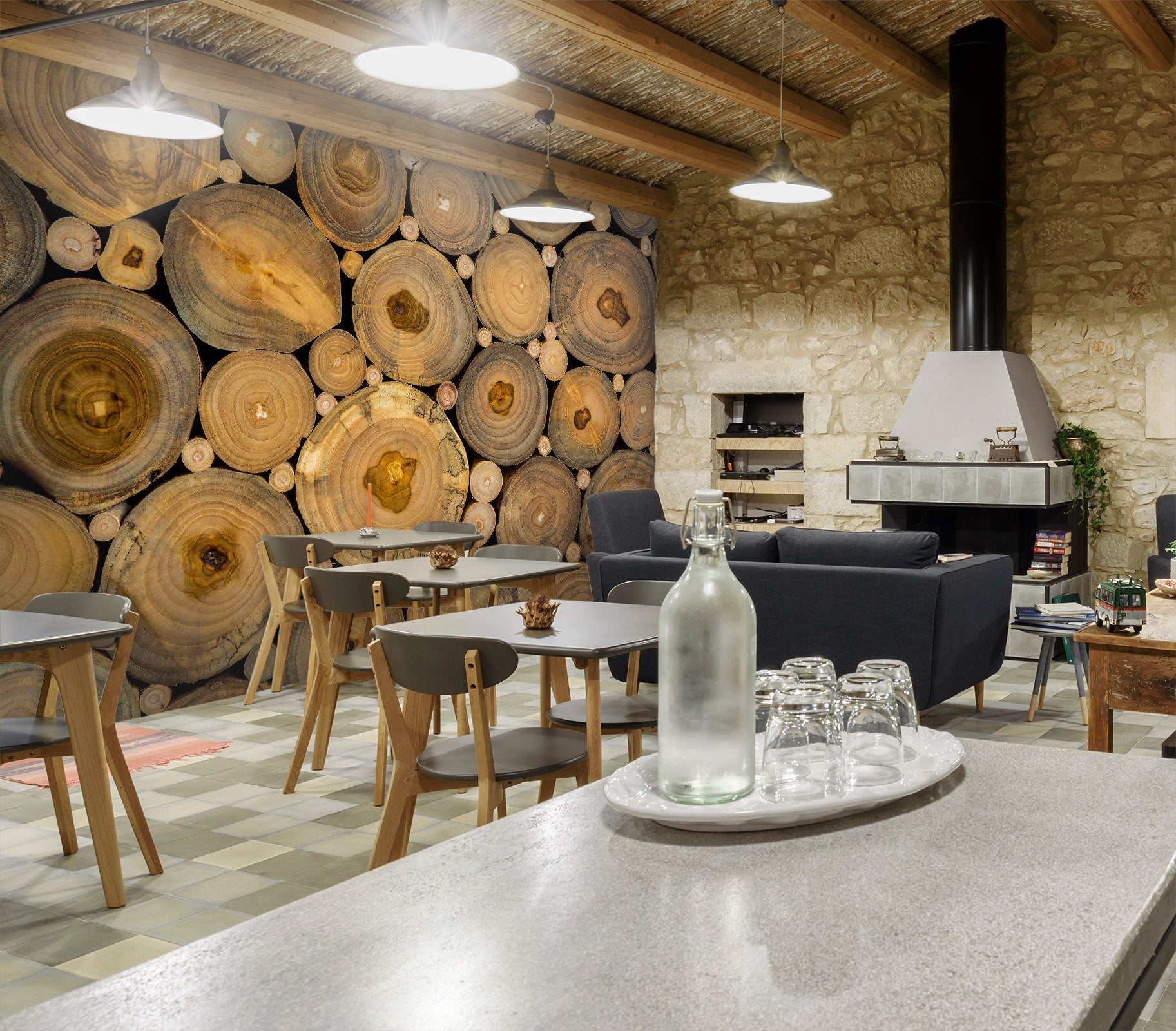 3D Round Wood 1490 Wall Murals