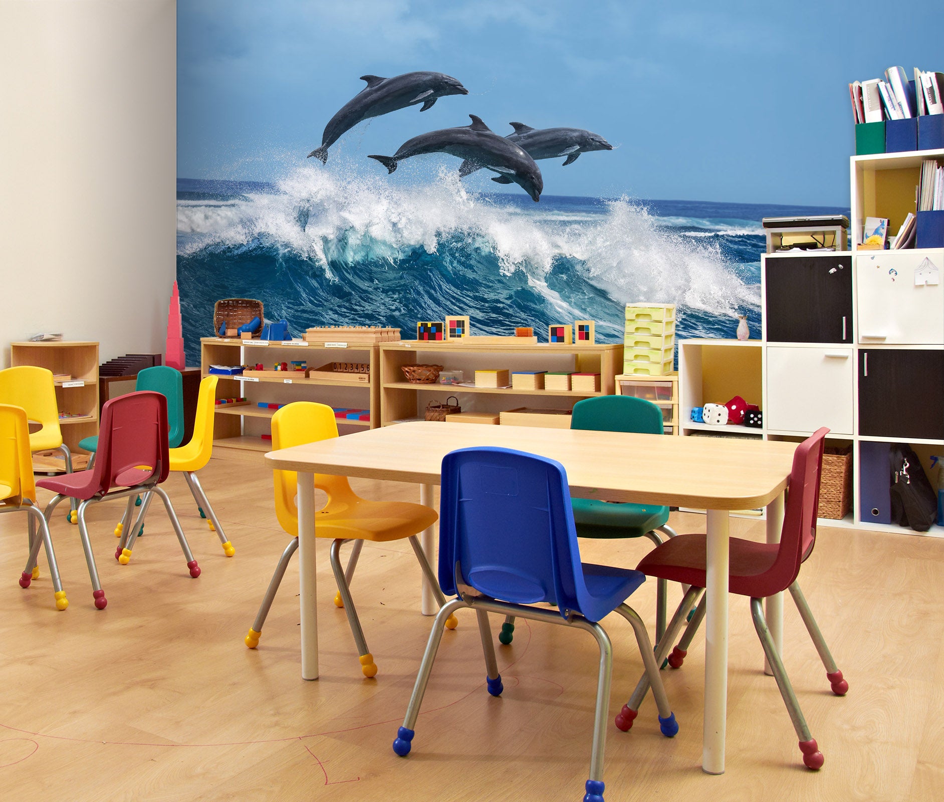 3D Dolphin Surf Jumping 159 Wall Murals