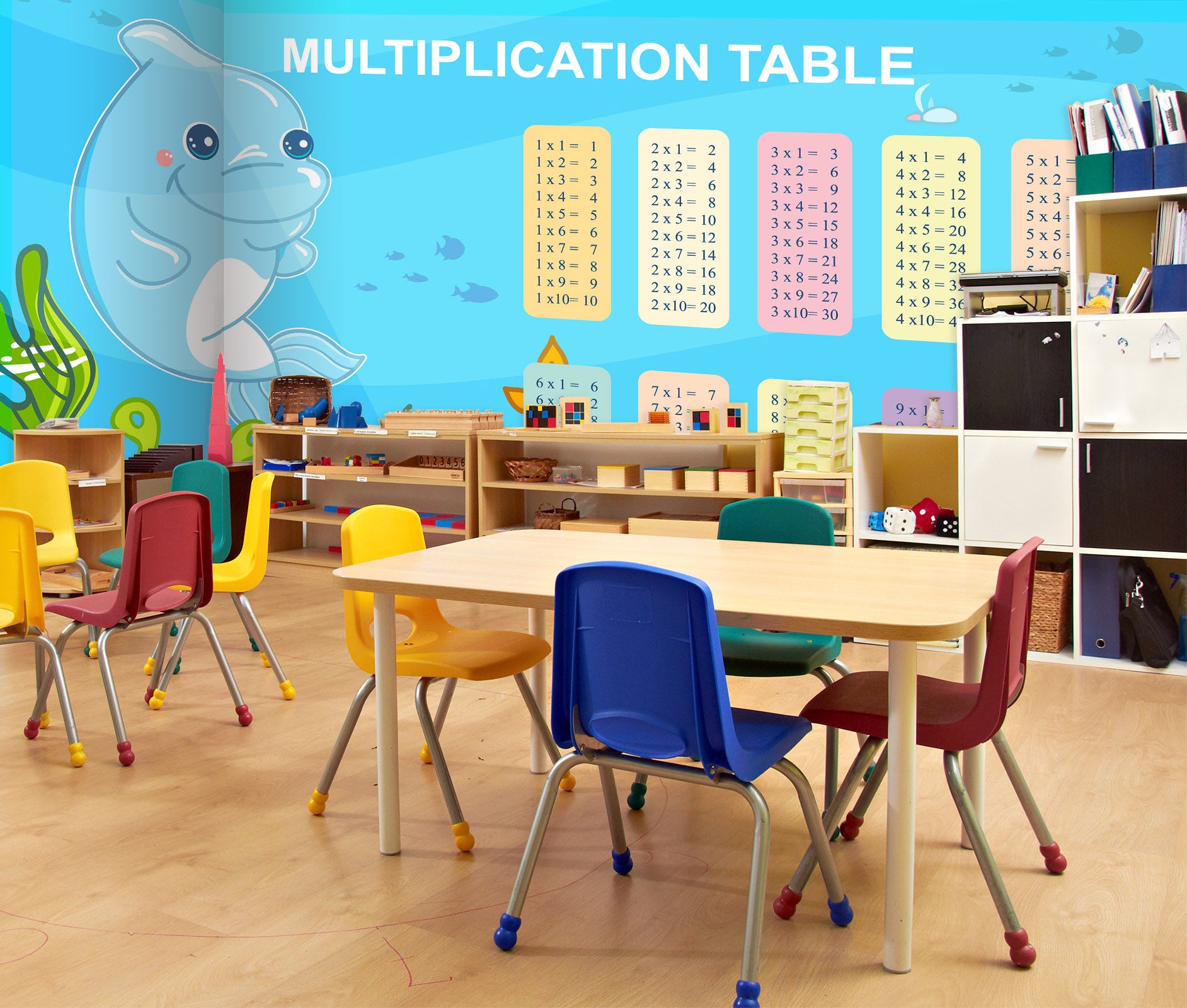 3D Dolphin Number 190 Wall Murals