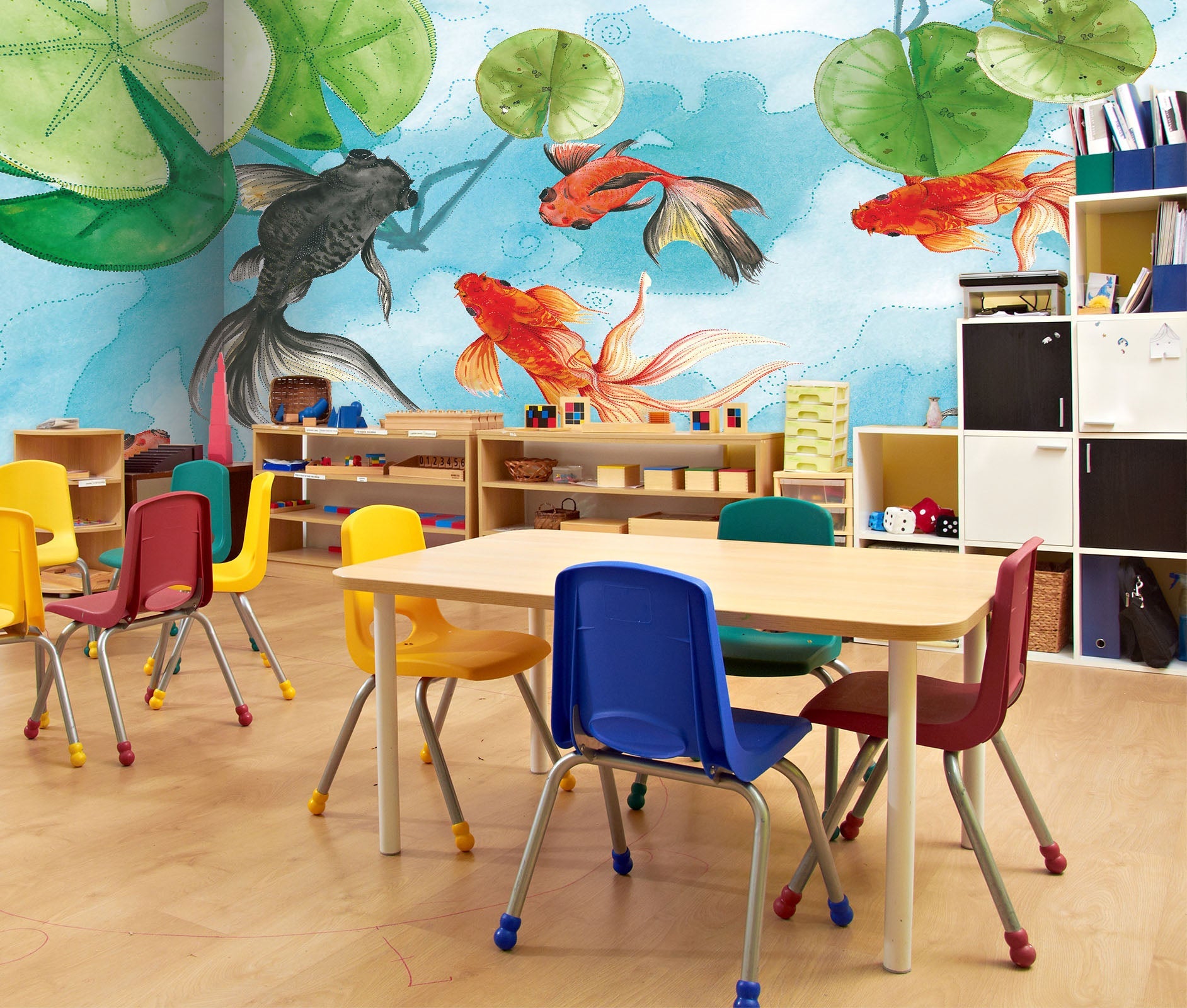 3D Lotus Leaf Koi 156 Wall Murals Wallpaper AJ Wallpaper 2