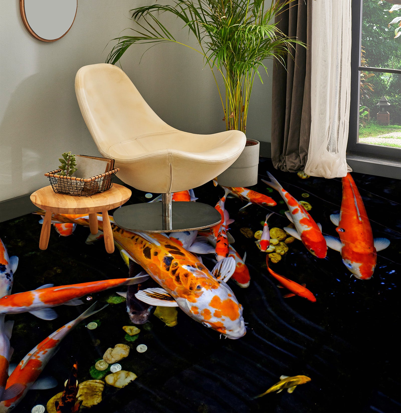 3D Koi Blessing 083 Floor Mural Wallpaper Murals Rug & Mat Print Epoxy waterproof bath floor