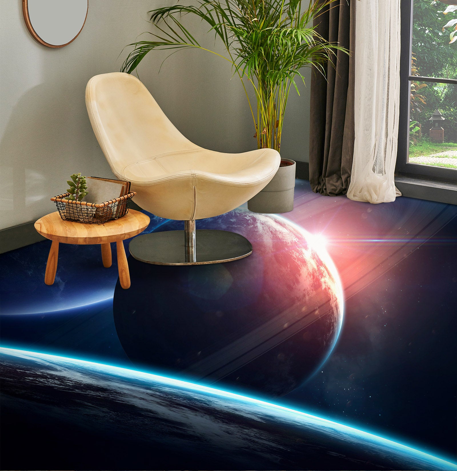 3D Cosmic Red Light 1226 Floor Mural Wallpaper Murals Self-Adhesive Removable Print Epoxy