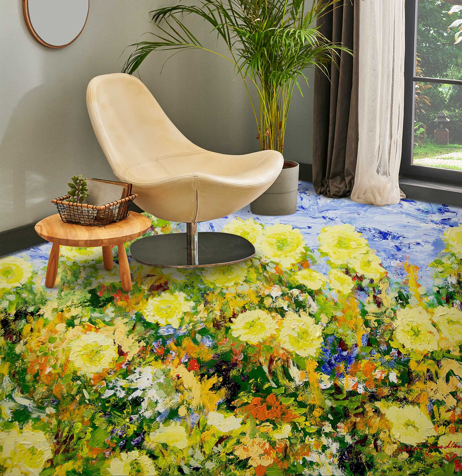 3D Yellow Flowers 9679 Allan P. Friedlander Floor Mural Wallpaper Murals Self-Adhesive Removable Print Epoxy