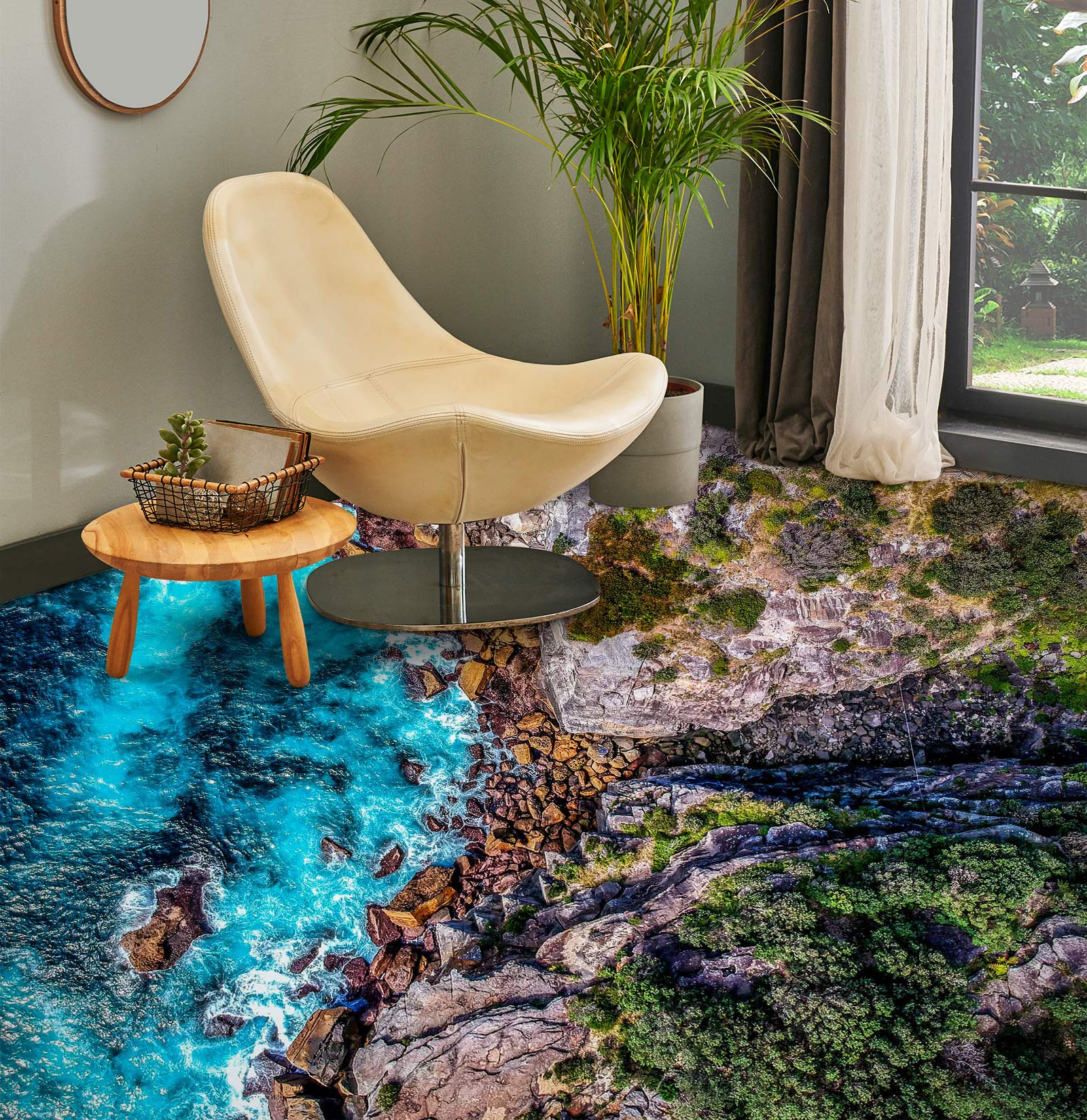 3D Shiny Blue Sea 118 Floor Mural Wallpaper Murals Rug & Mat Print Epoxy waterproof bath floor