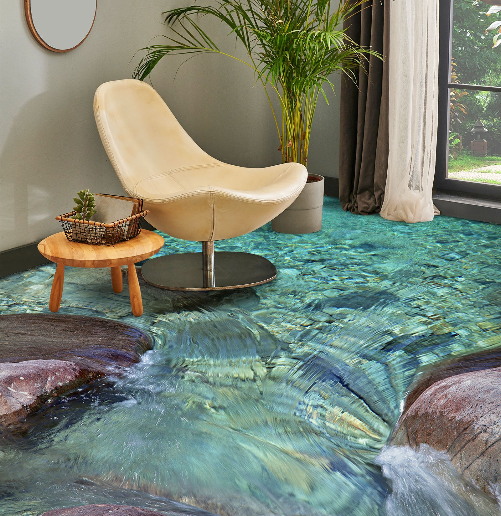 3D Light Green Water Dream 1408 Floor Mural Wallpaper Murals Self-Adhesive Removable Print Epoxy