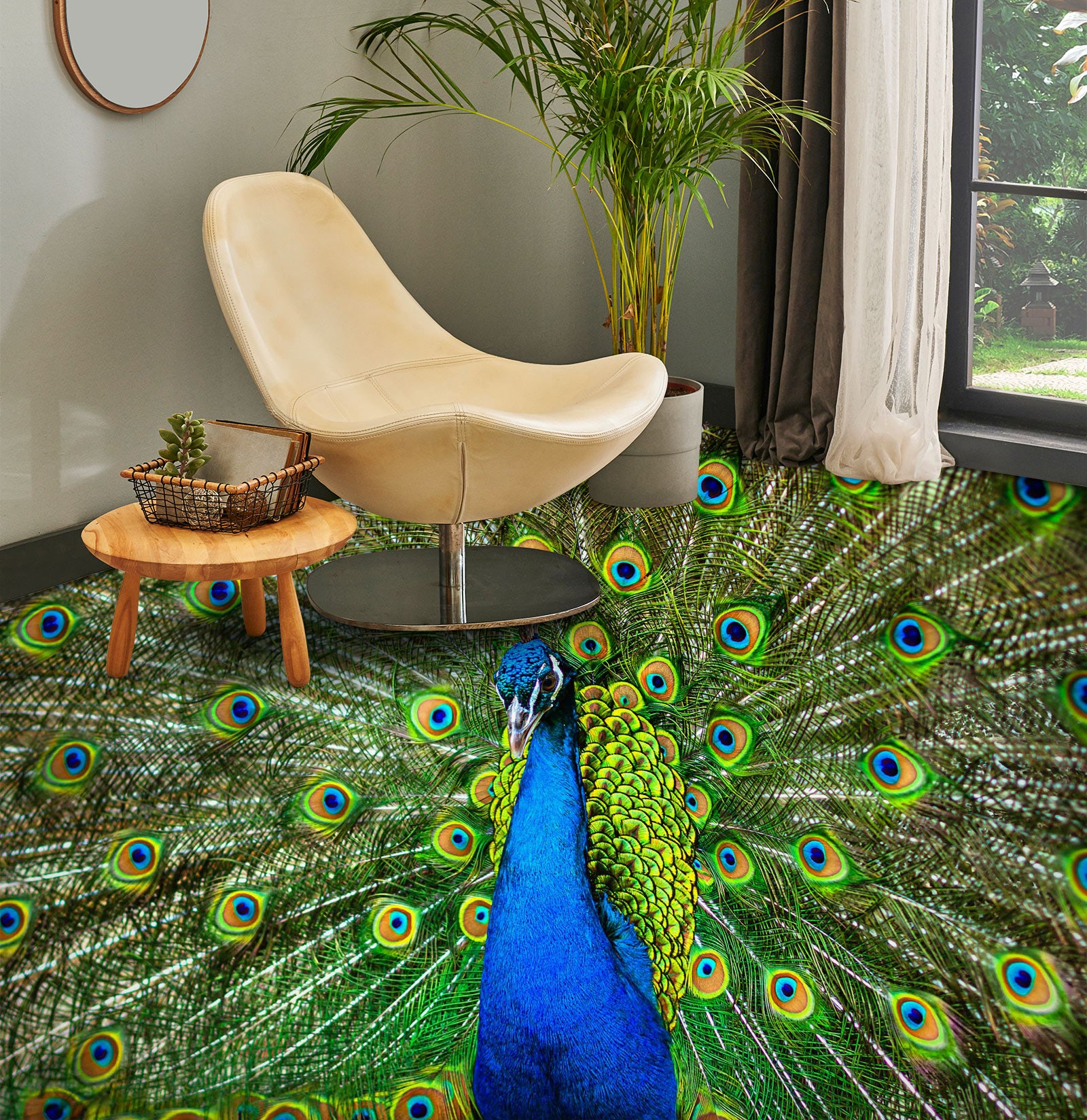 3D Haughty Peacock 1135 Floor Mural Wallpaper Murals Self-Adhesive Removable Print Epoxy