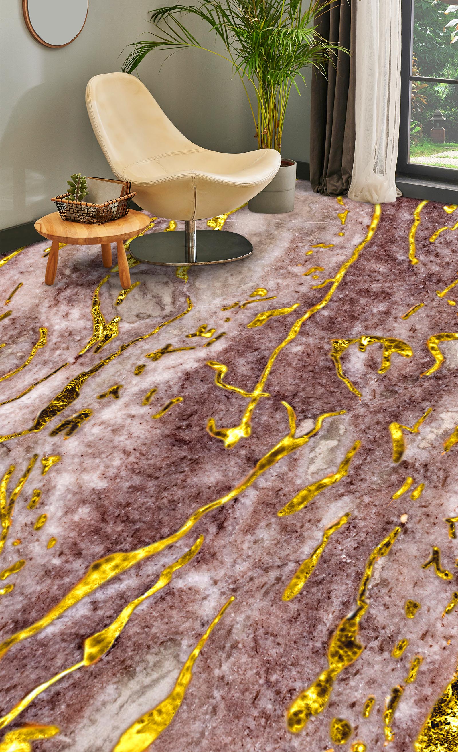 3D Fantasy Golden Lines 1003 Floor Mural Wallpaper Murals Self-Adhesive Removable Print Epoxy