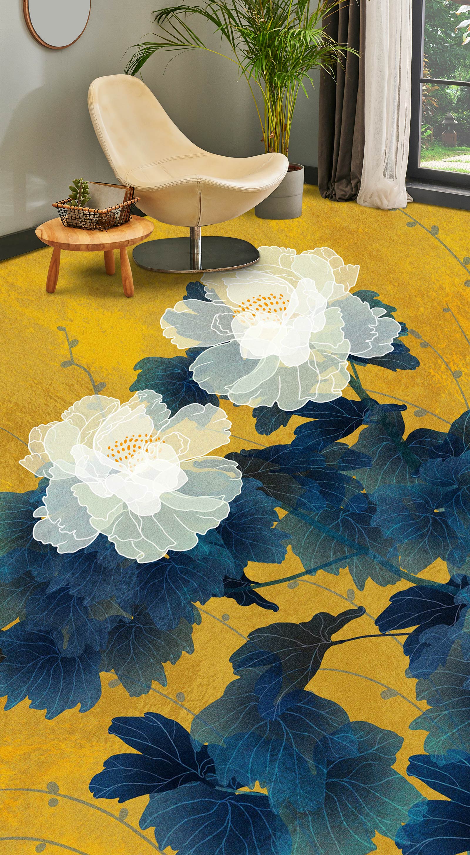 3D White Transparent Lotus 1199 Floor Mural Wallpaper Murals Self-Adhesive Removable Print Epoxy