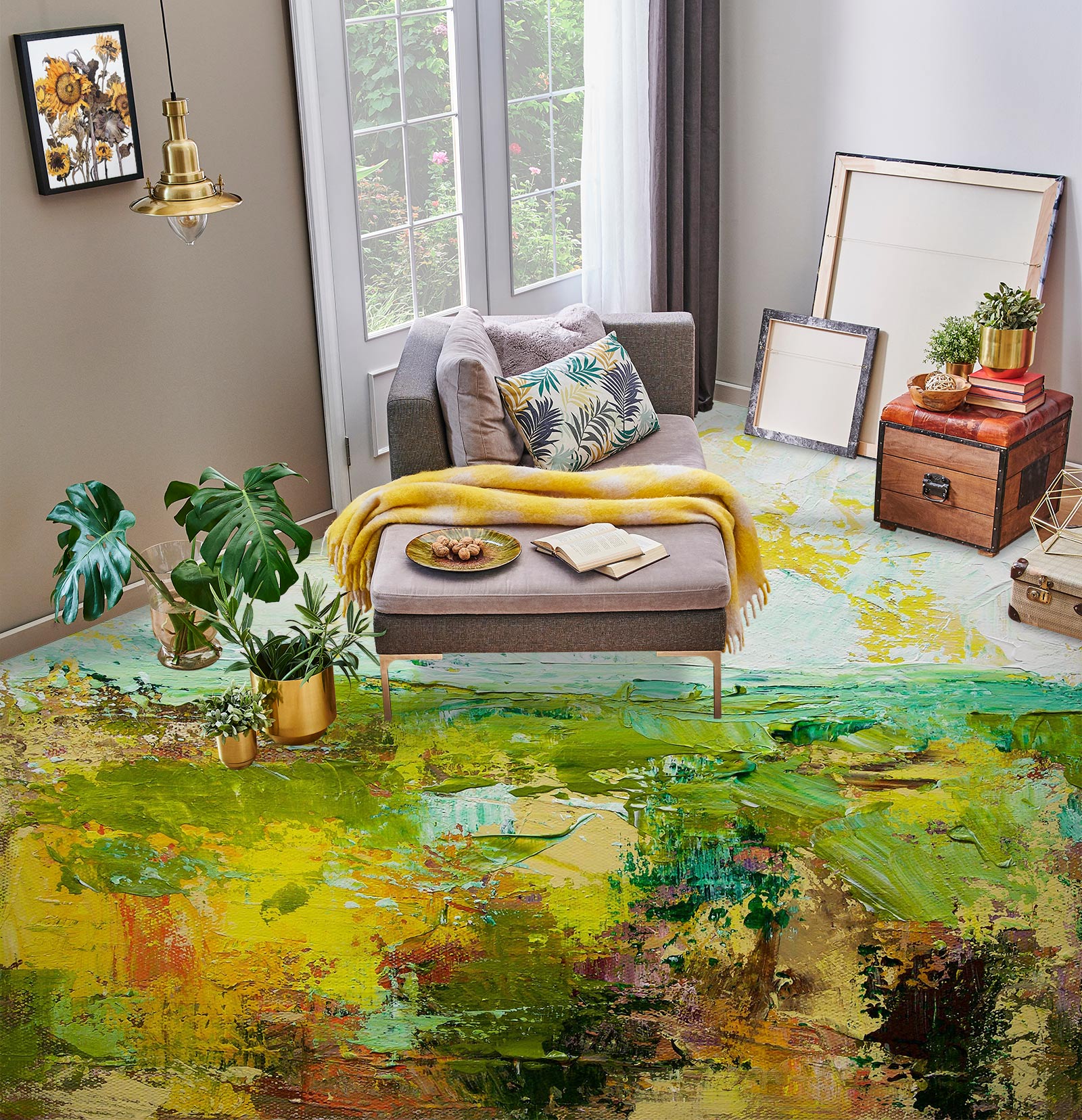 3D Green Painting Texture 9650 Allan P. Friedlander Floor Mural Wallpaper Murals Self-Adhesive Removable Print Epoxy