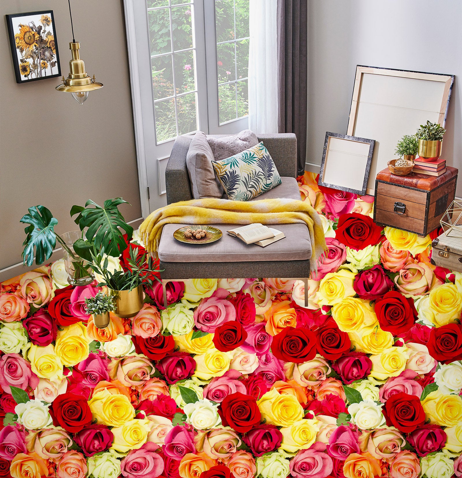 3D Colored Roses 303 Floor Mural Wallpaper Murals Rug & Mat Print Epoxy waterproof bath floor