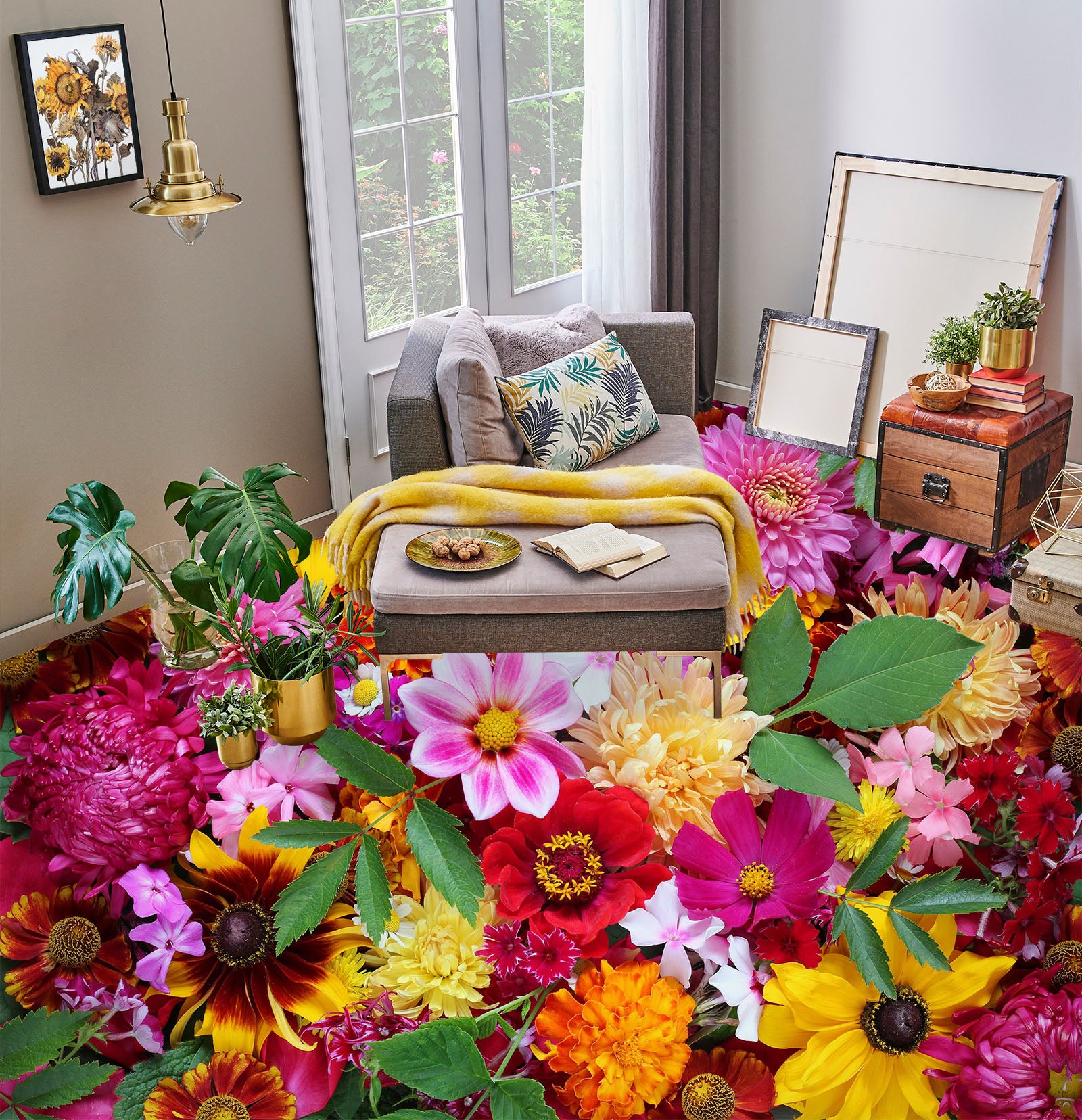 3D Abundant Flowers 067 Floor Mural Wallpaper Murals Rug & Mat Print Epoxy waterproof bath floor