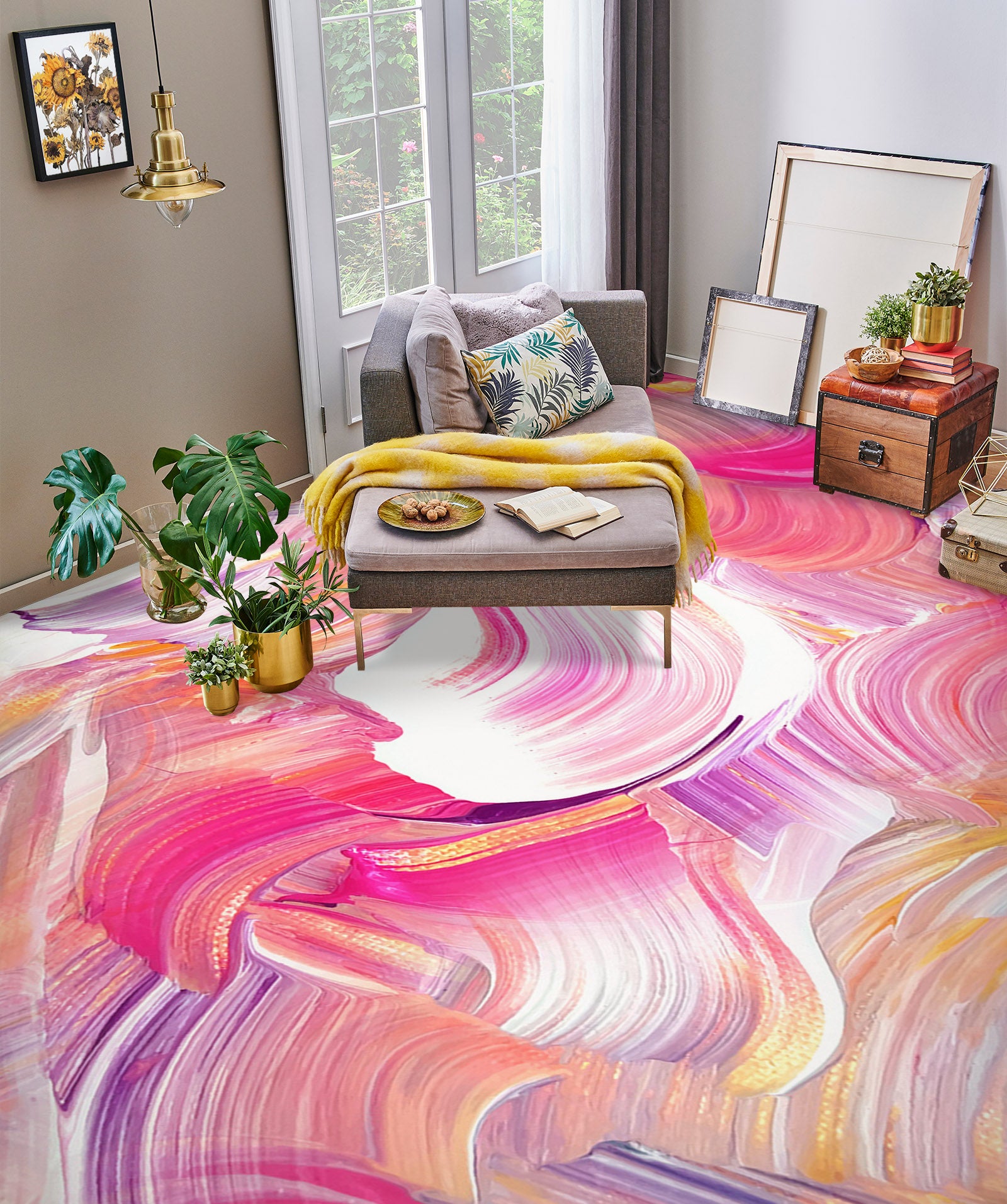 3D Pink Oil Painting 1270 Floor Mural Wallpaper Murals Self-Adhesive Removable Print Epoxy