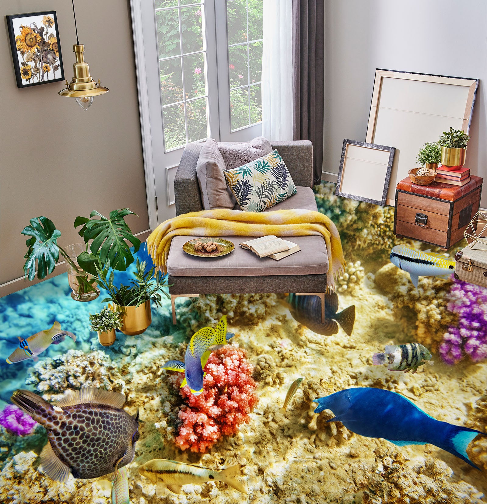 3D Ocean Deep Blue Fish 706 Floor Mural Wallpaper Murals Rug & Mat Print Epoxy waterproof bath floor