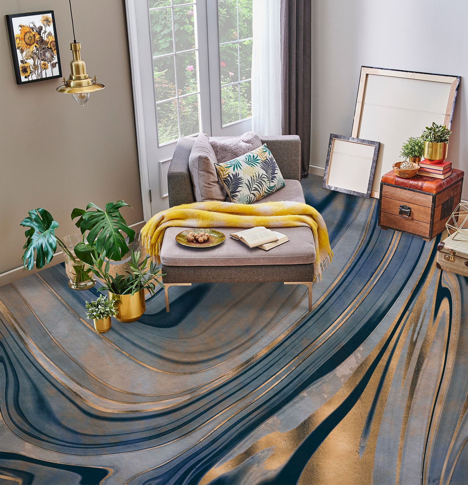 3D Brown Stripes Pattern 102127 Andrea Haase Floor Mural Wallpaper Murals Self-Adhesive Removable Print Epoxy