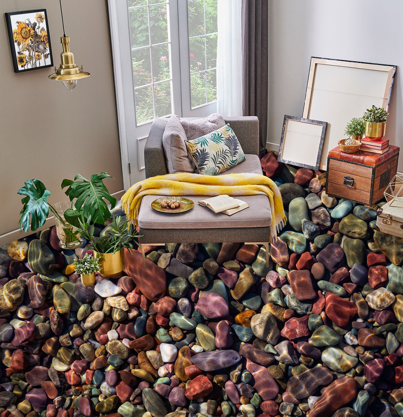 3D Deep Colored Little Stones 1054 Floor Mural Wallpaper Murals Self-Adhesive Removable Print Epoxy